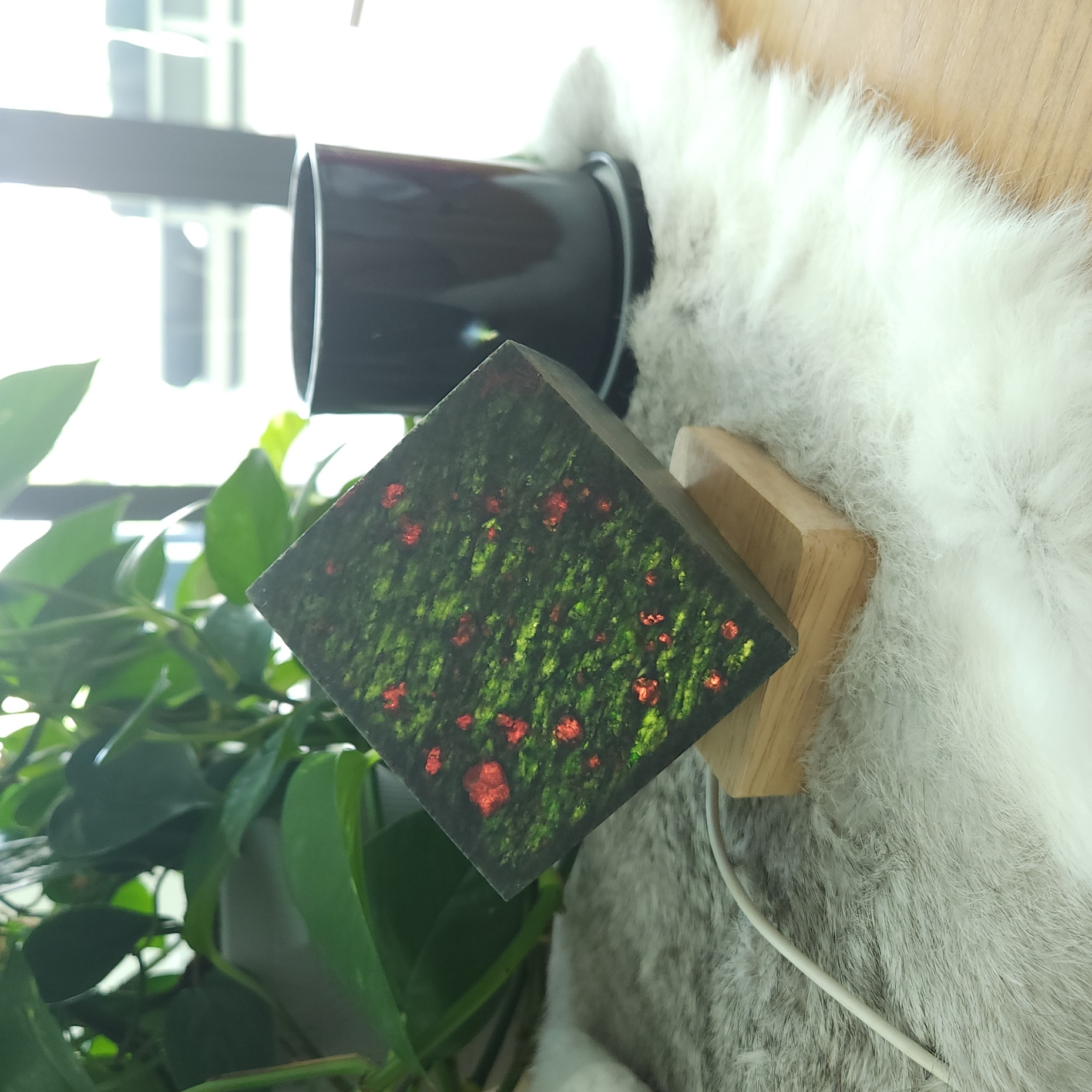 Crystal lamp • 3.2" Garnet + Green Jade Lamp • Gemstone lamp, usb light base included • Crystal night light lamp home decoration gift