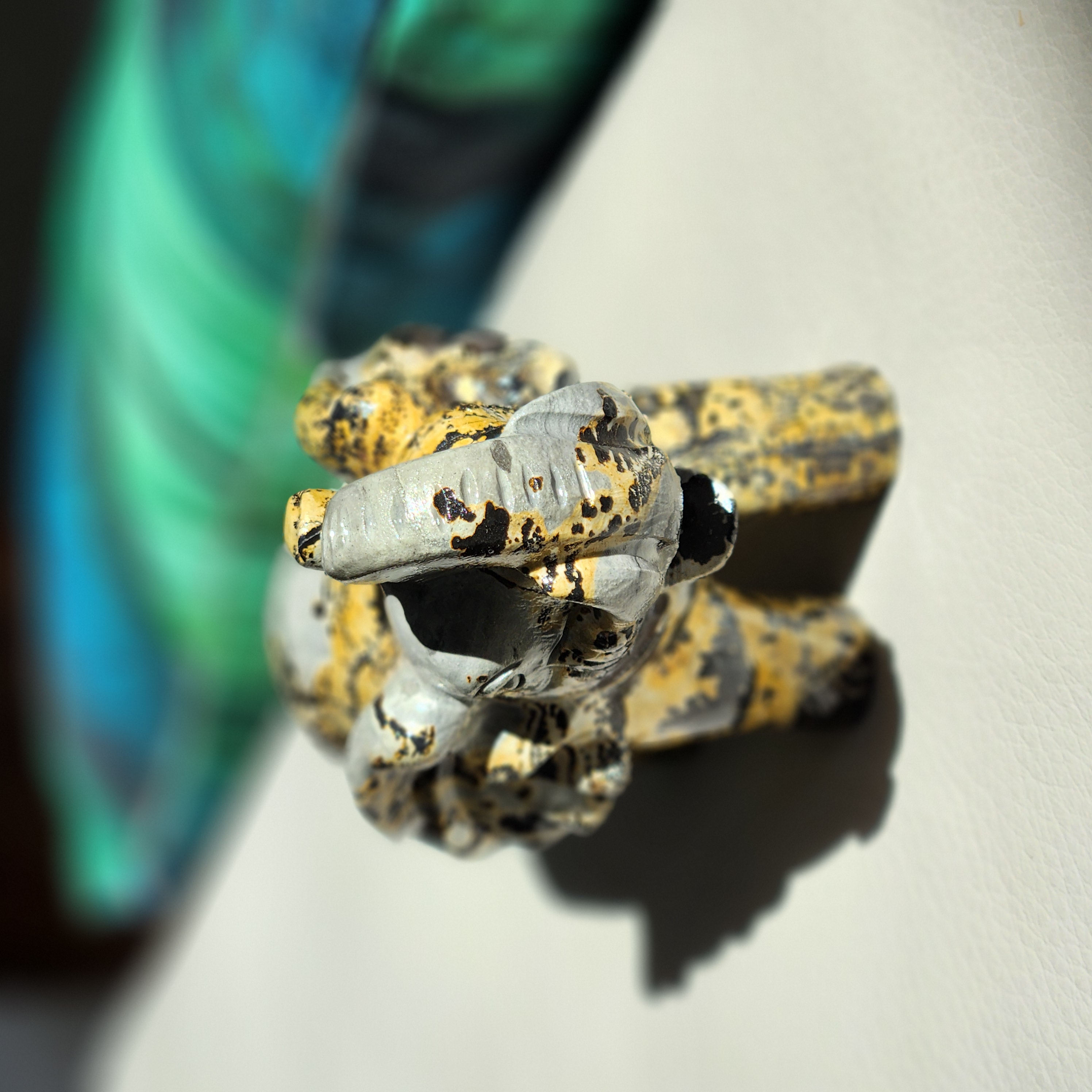 Picture Jasper Elephant • 5.1" Jasper Elephant Figurine Statue Animal • Trunk up, Good luck Elephant crystal carving gift Home Decoration