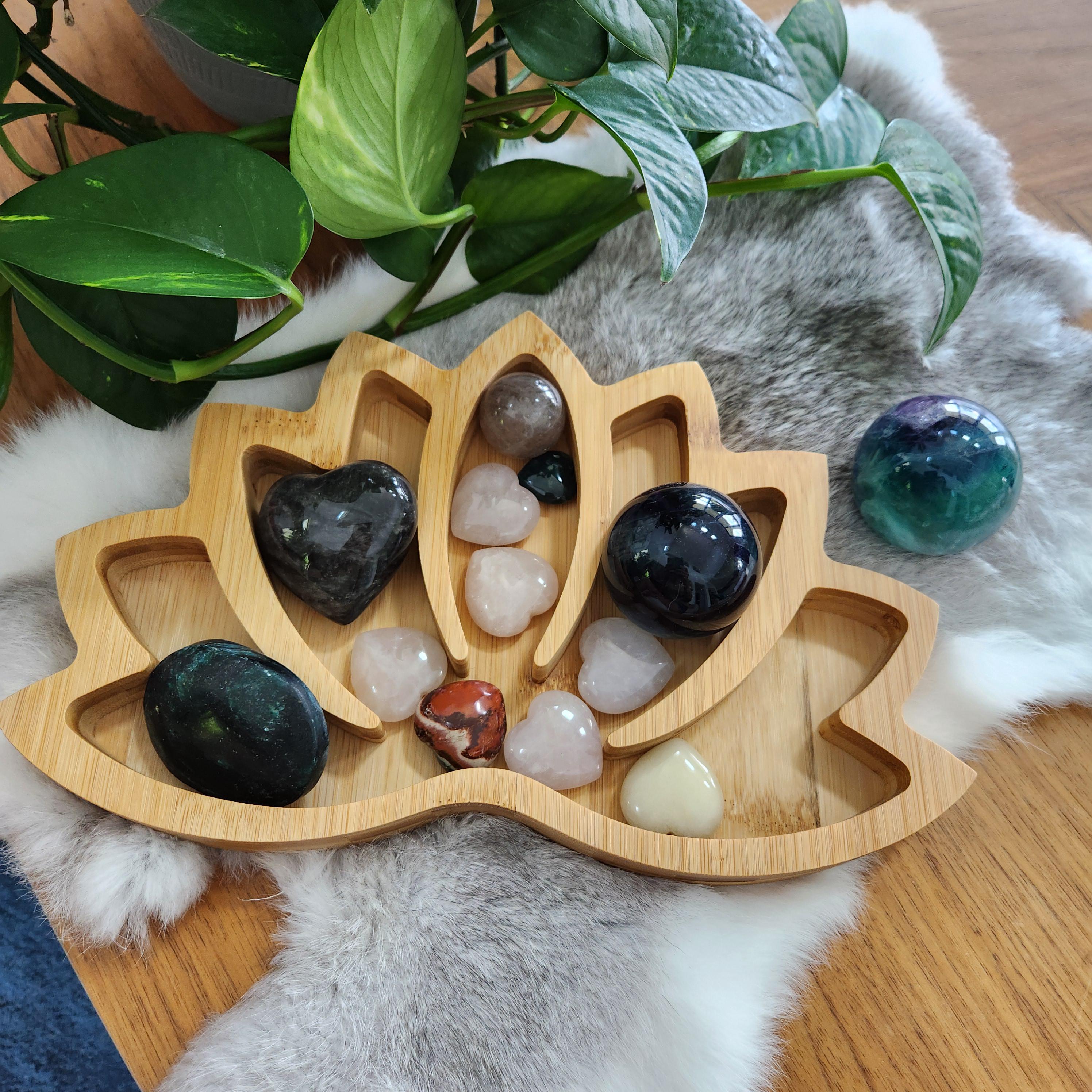 Lotus crystal tray • Extra large 11" crystal holder dish plate 