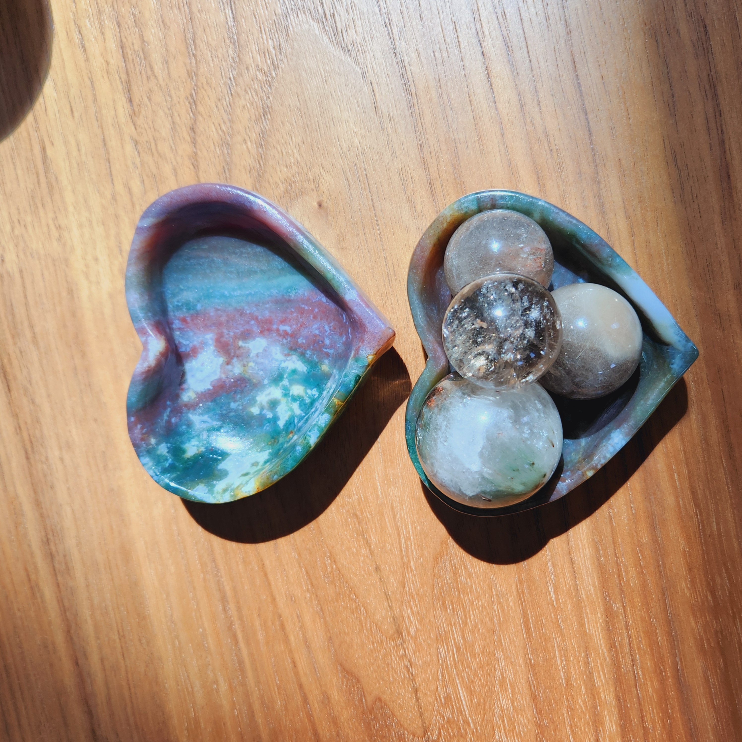 Ocean Jasper Bowl • 3.6" Ocean Jasper heart bowl • Healing Crystal Heart Shape Dish • Home Decoration Crystal Bowl Alter Bowl