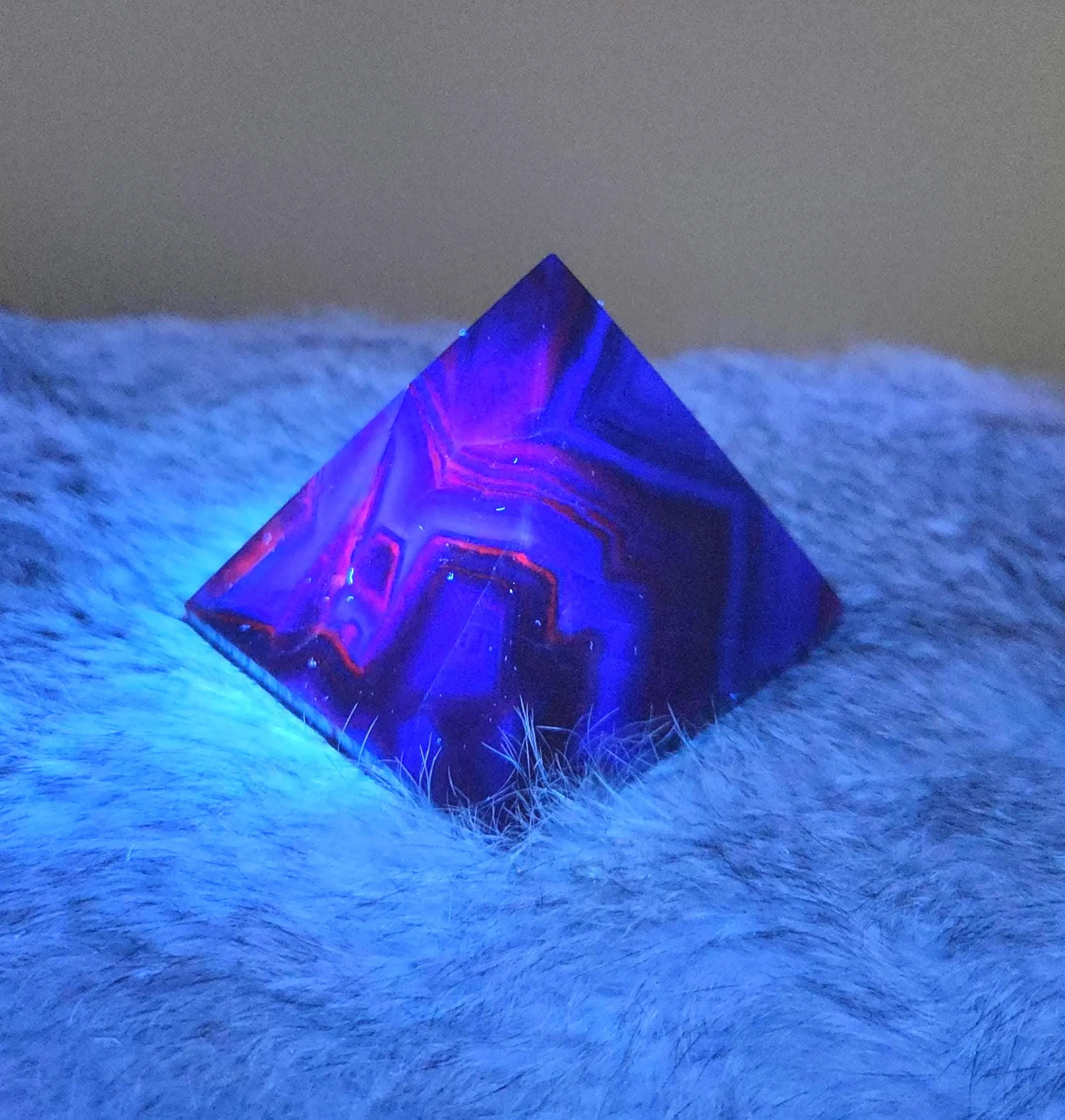 Black Rose Fluorite Pyramid - 2.35" Rose Fluorite crystal pyramid with rainbows & hues of blue