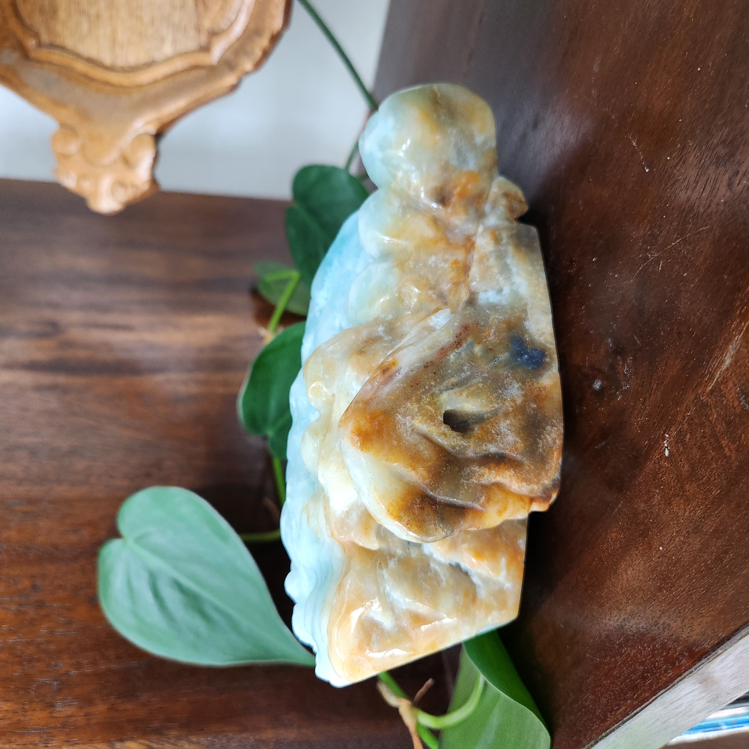 Deer Carving • 5.7" Elk Carving • Amazonite crystal antelope carving • 
