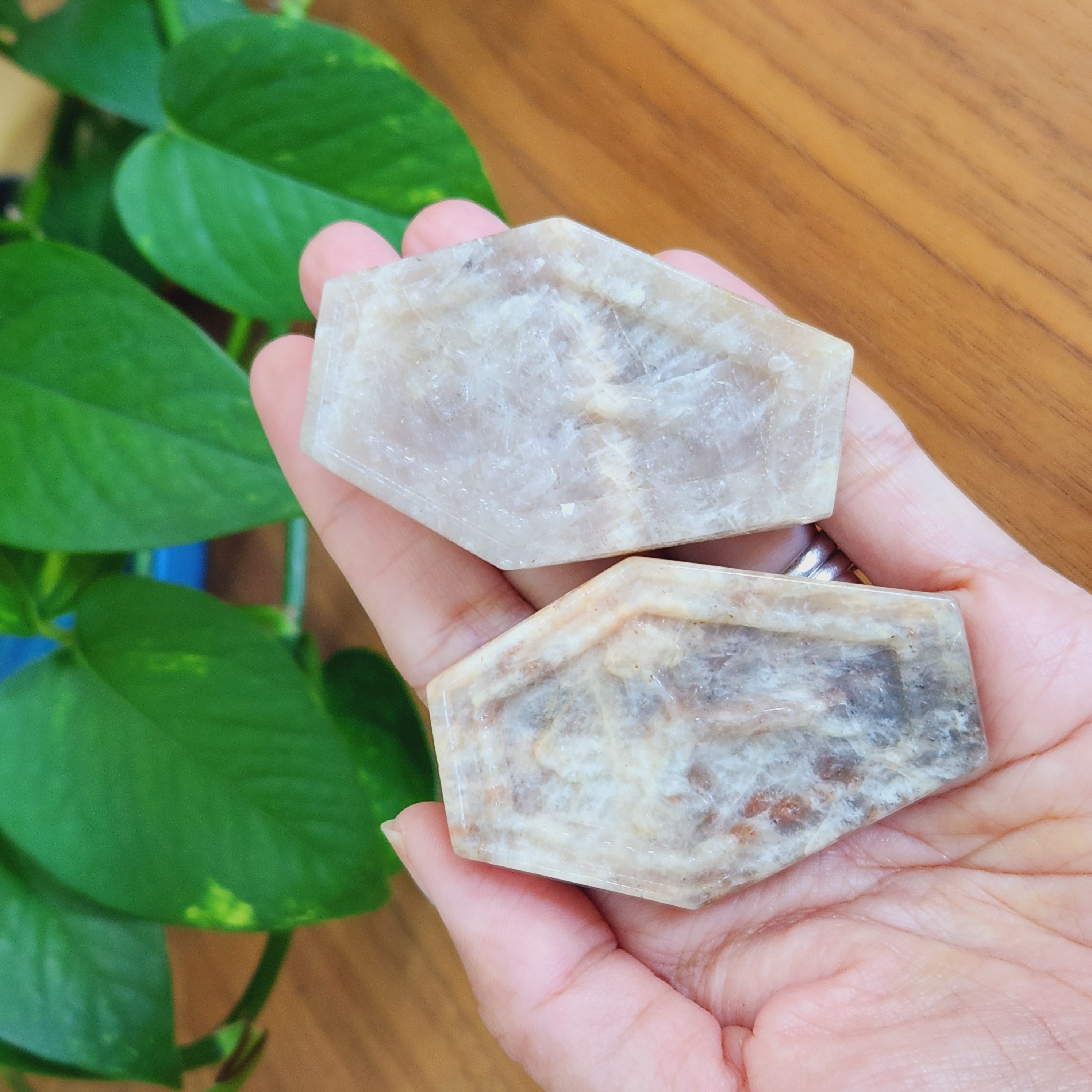 Moonstone Coffin • 2.5" Sunstone Moonstone Coffin • Coffin carving • Halloween Crystal Decoration - Crystal Gift idea