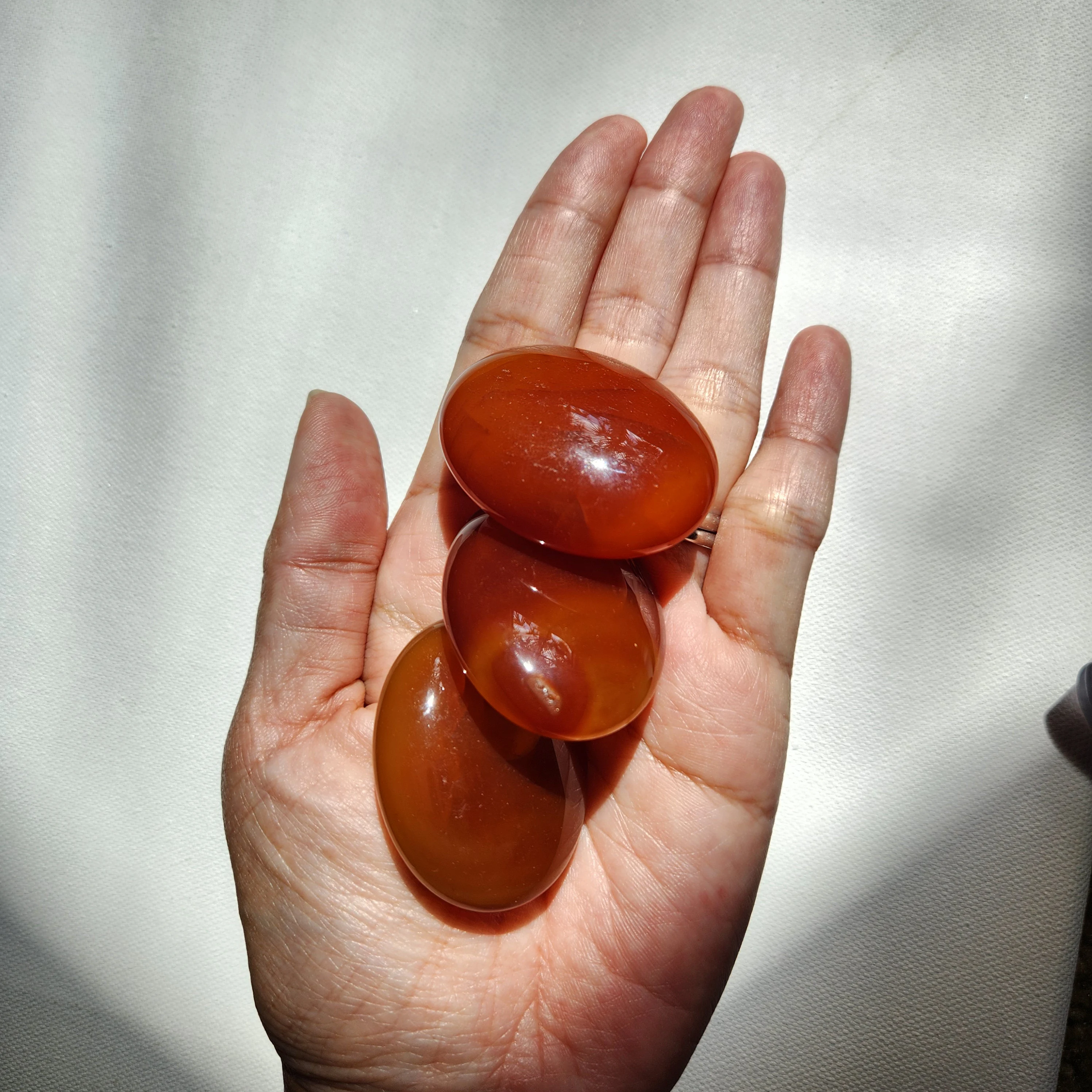 Carnelian Palm Stone • Small Oval Egg Shape  Red Carnelian Crystal Palmstone • Crystal gift • Crystal Home decoration