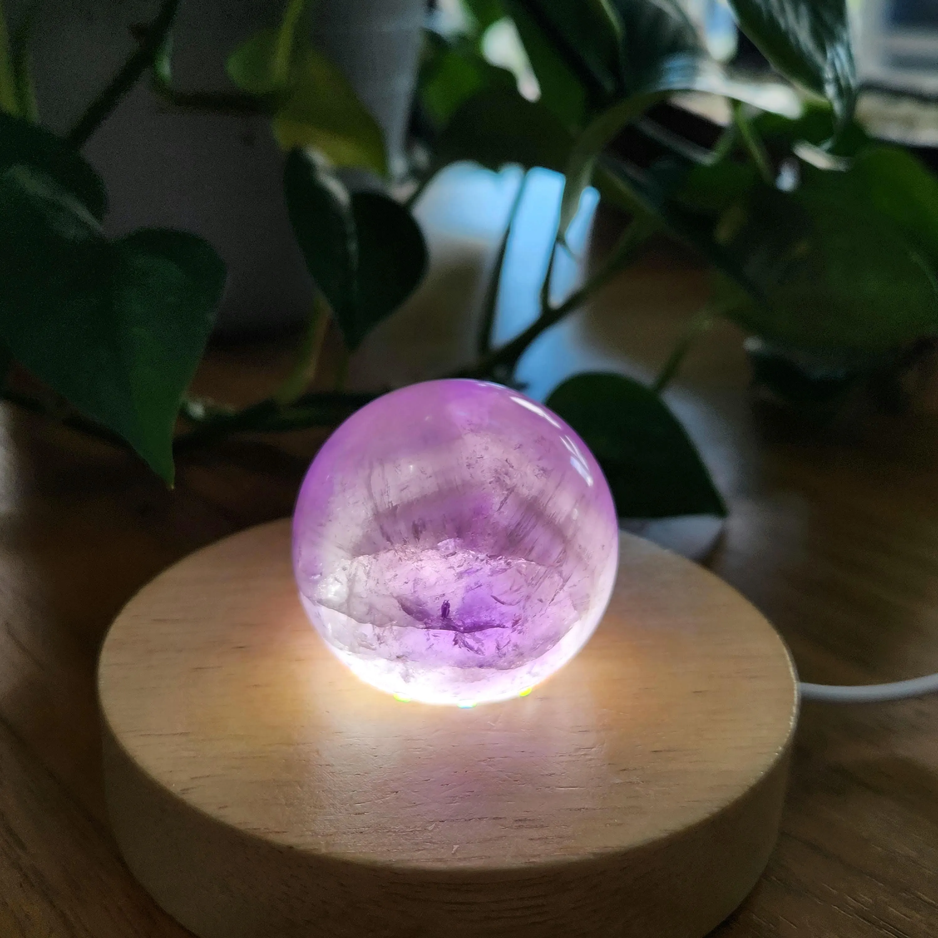 Amethyst Sphere -1.8" Clear High grade Purple Atomic Trapiche Amethyst Sphere with rainbows