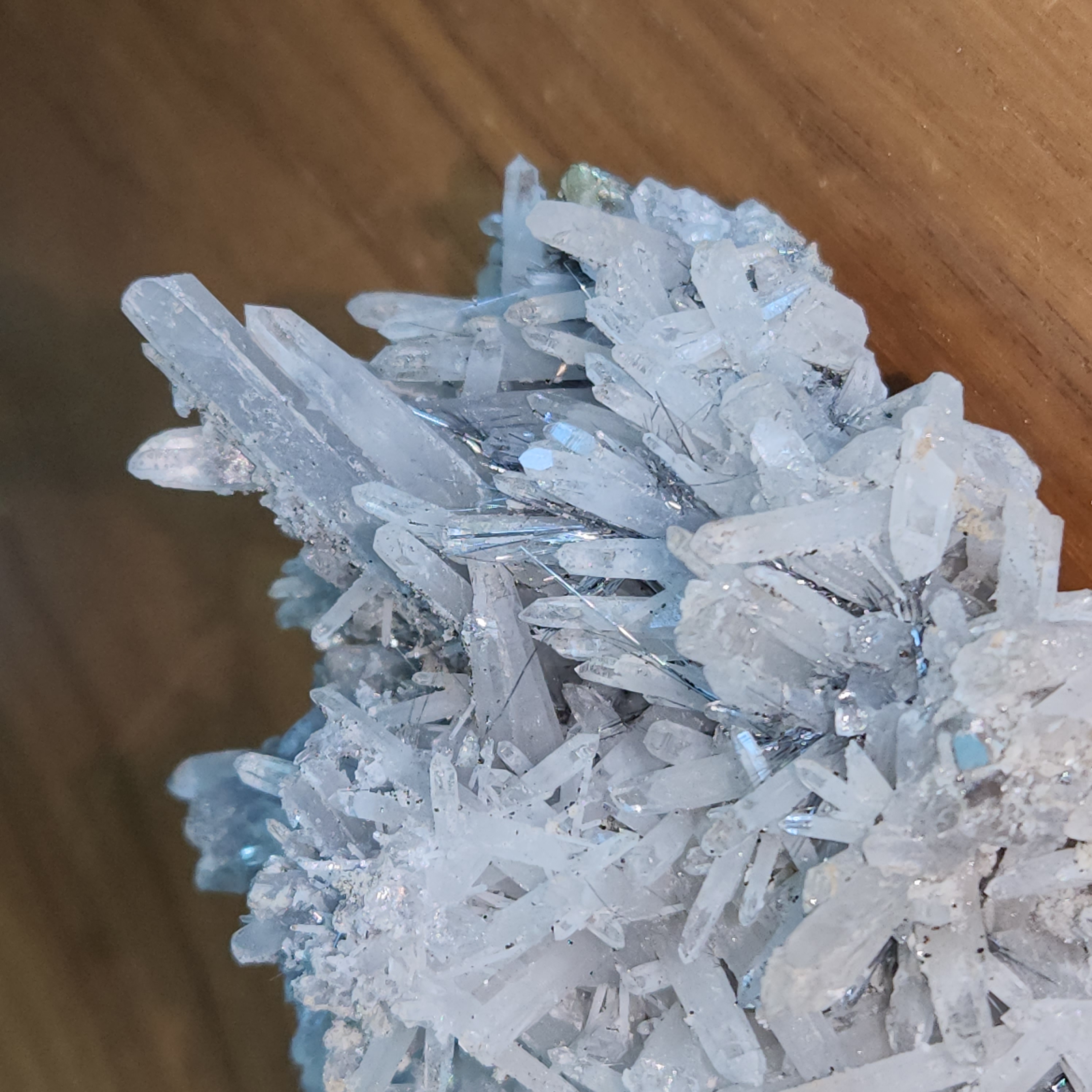 Silver rutile cluster • Rutilated quartz with pyrite • Silver spray rutile crystal mineral specimen, crystal gift, collector's specimen