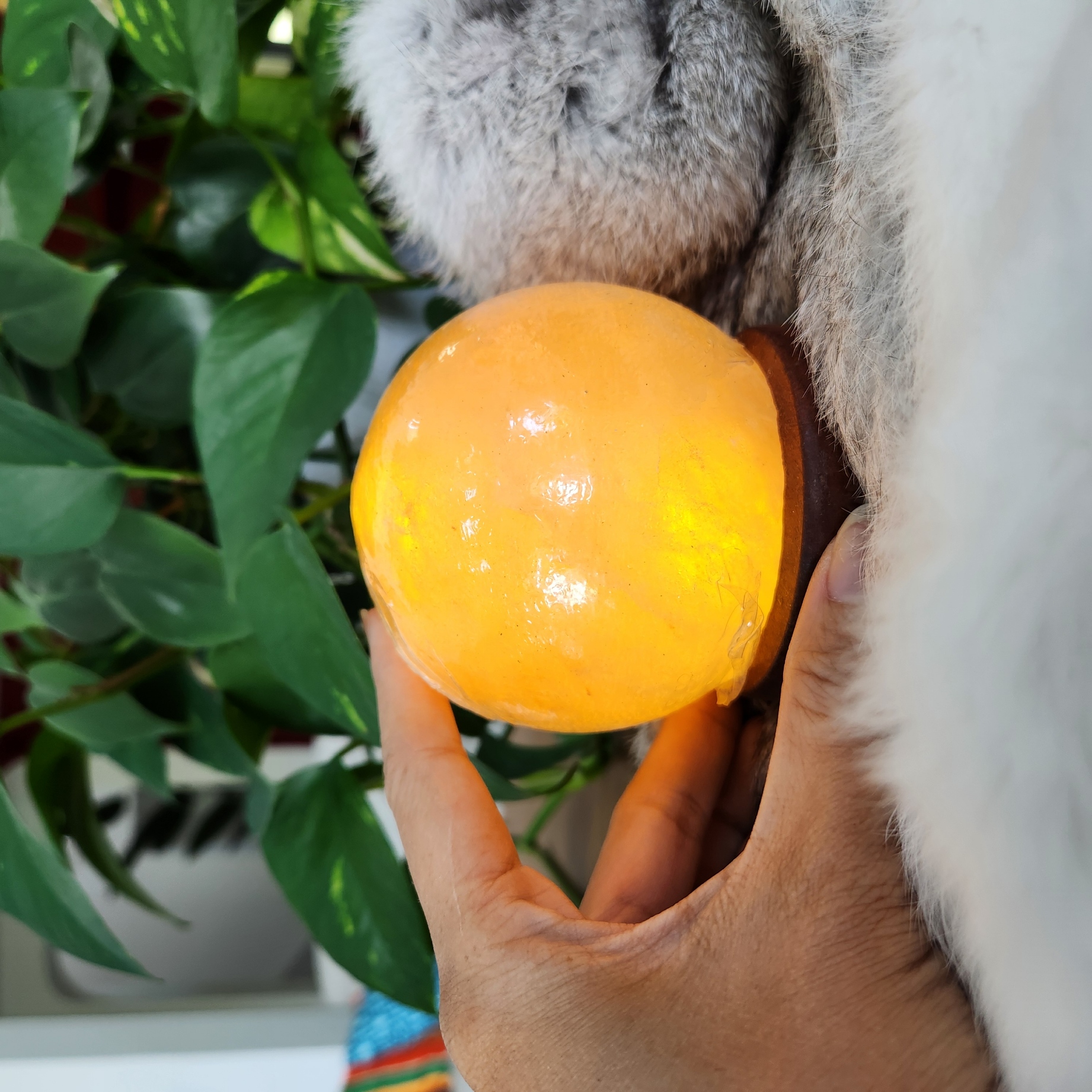 Salt Lamp • Himalayan sphere shape lamp • Round ball night light - Healing Crystal Gift Home decoration