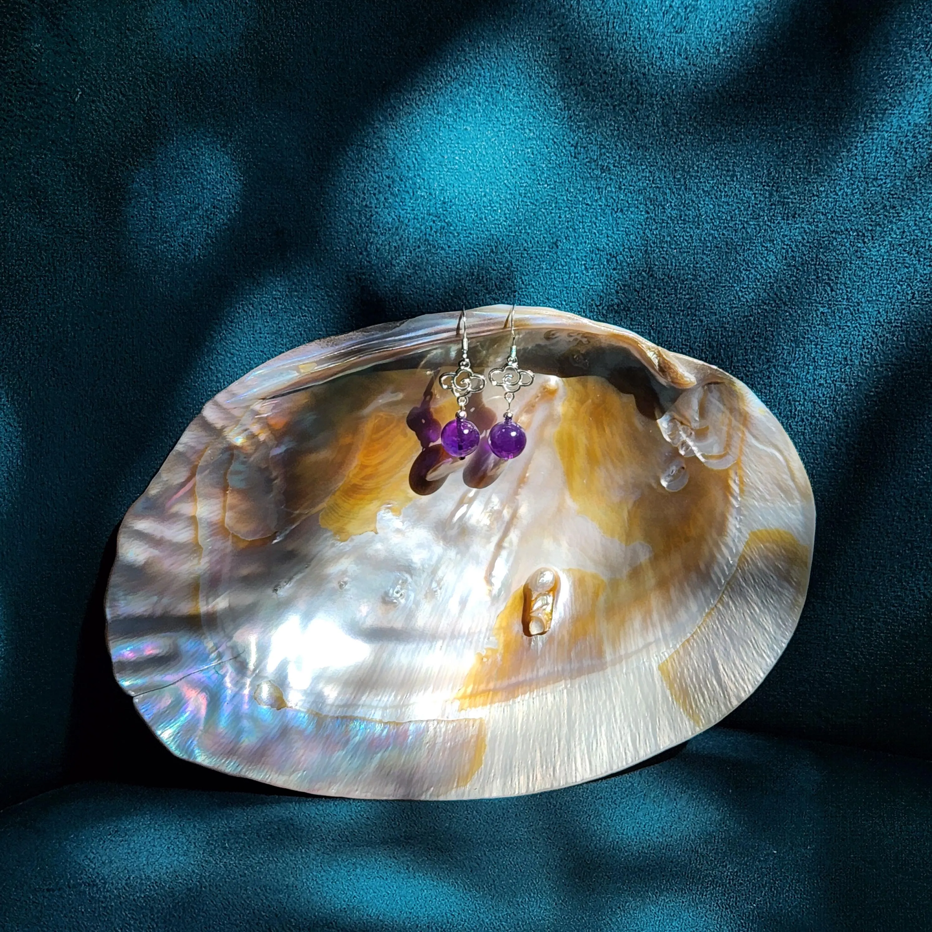 Amethyst drop earrings, 10mm silver round Amethyst crystal earrings