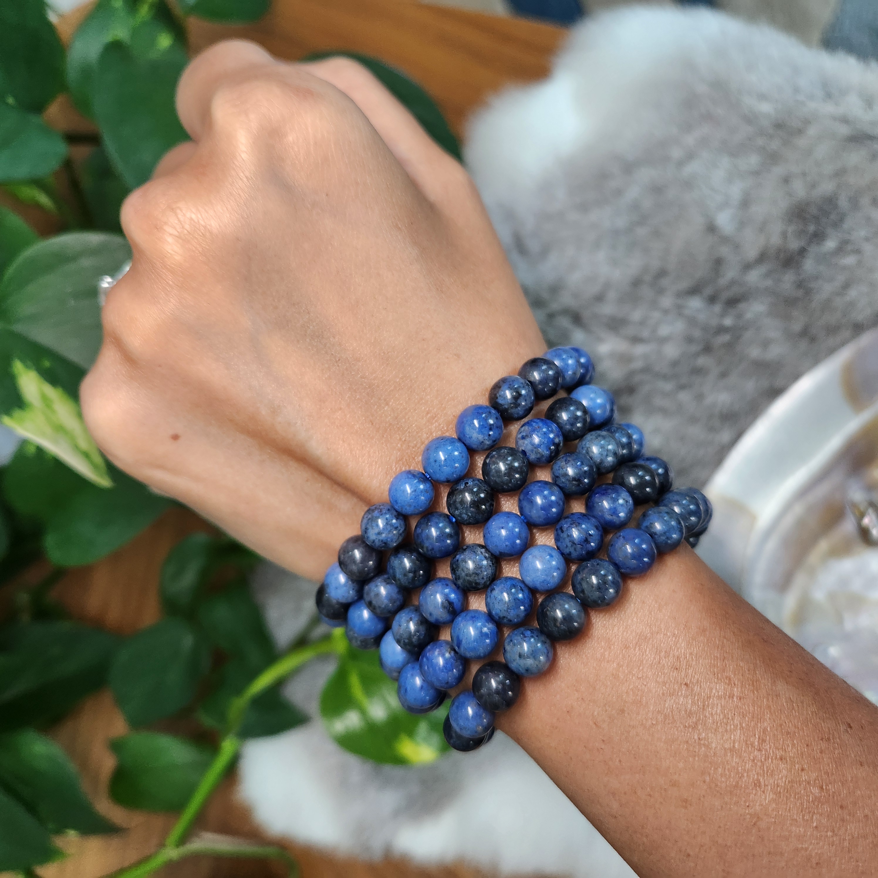 Dumortierite bracelet • RARE 8mm Blue Dumortierite 8mm bracelet • Blue Denim bead 