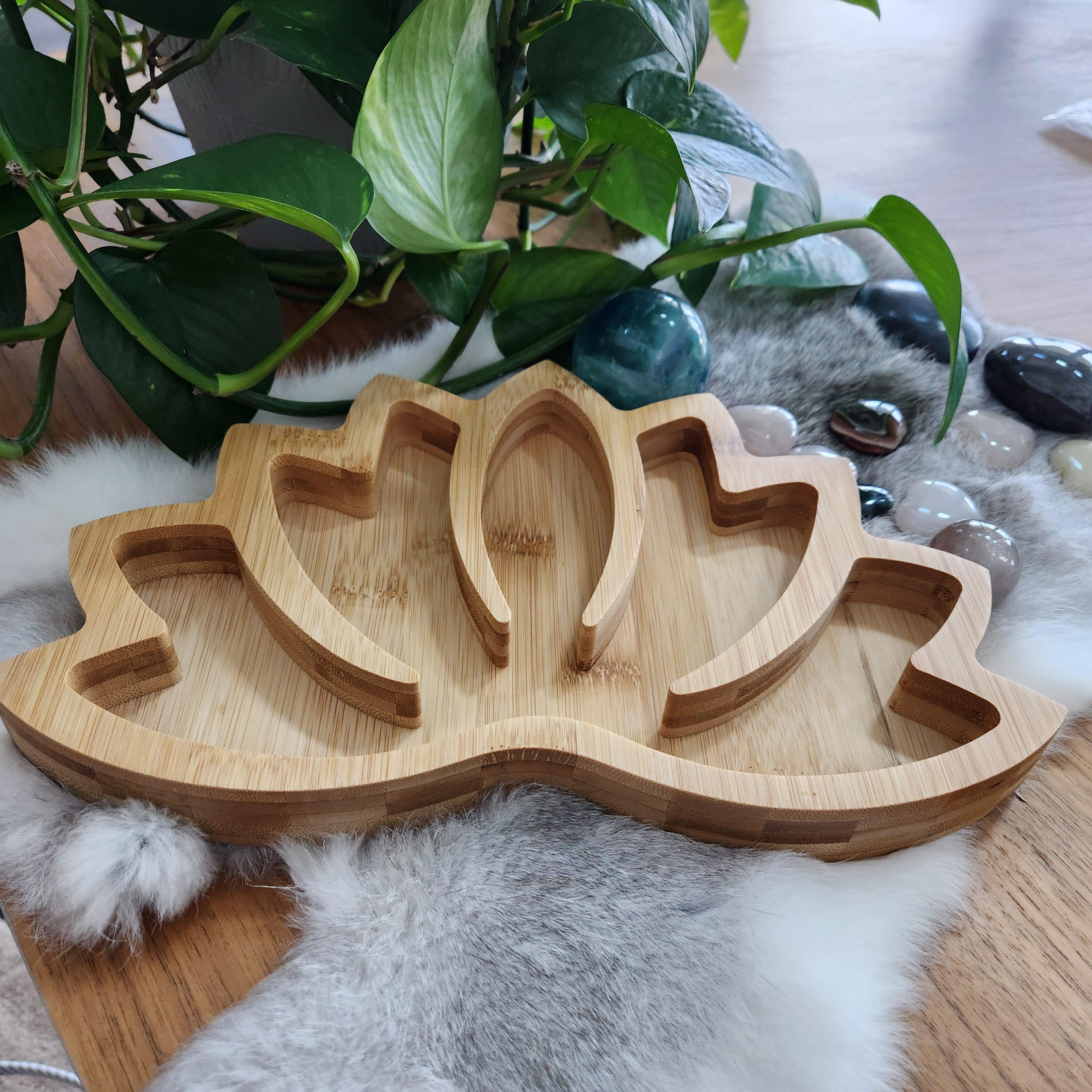 Lotus crystal tray • Extra large 11" crystal holder dish plate 