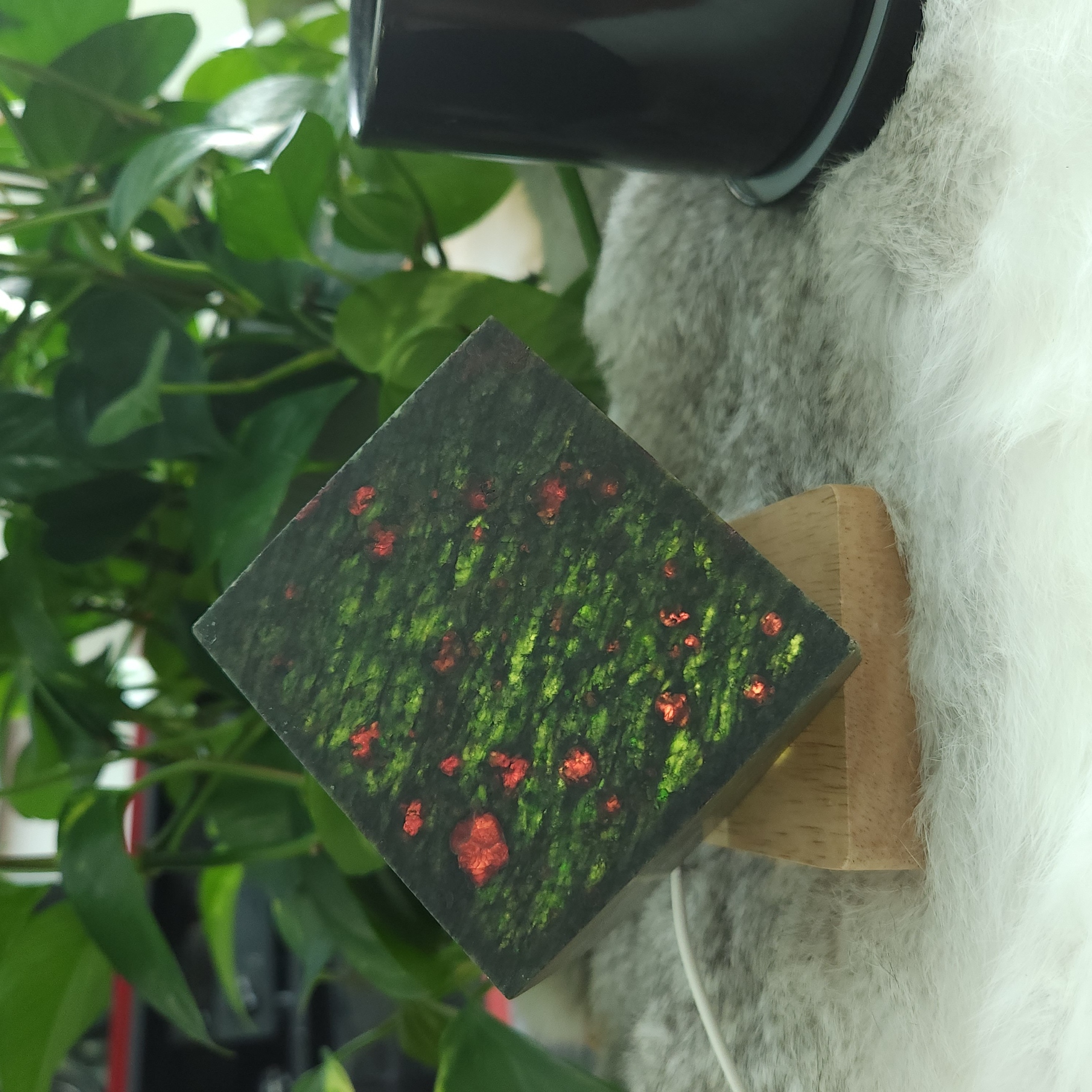 Crystal lamp • 3.2" Garnet + Green Jade Lamp • Gemstone lamp, usb light base included • Crystal night light lamp home decoration gift