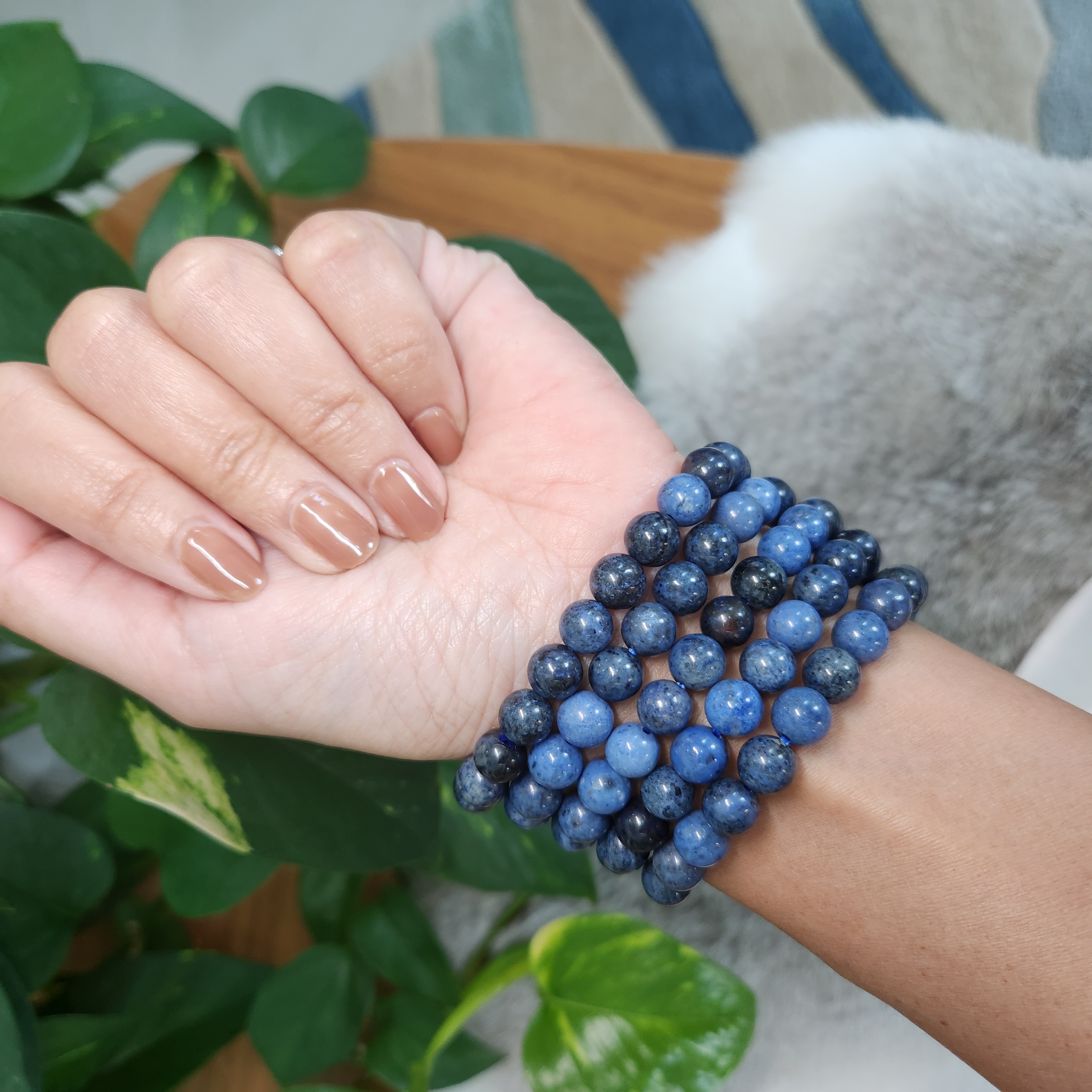 Dumortierite bracelet • RARE 8mm Blue Dumortierite 8mm bracelet • Blue Denim bead 