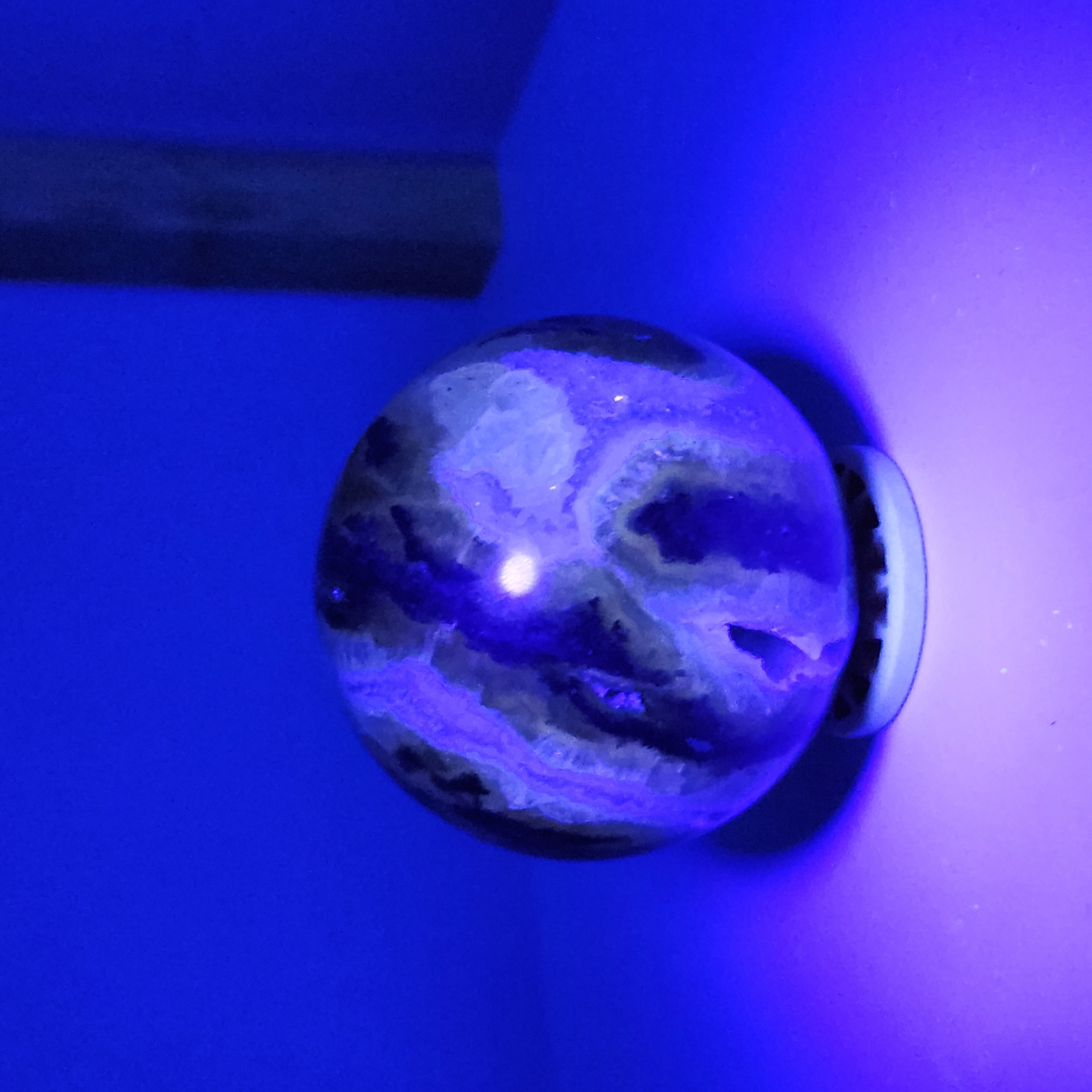 Fluorite Moss Agate sphere • RARE 2.4" UV reactive Moss Agate Fluorite sphere • Fluorite sphere, Moss agate sphere, sunset fluorite sphere