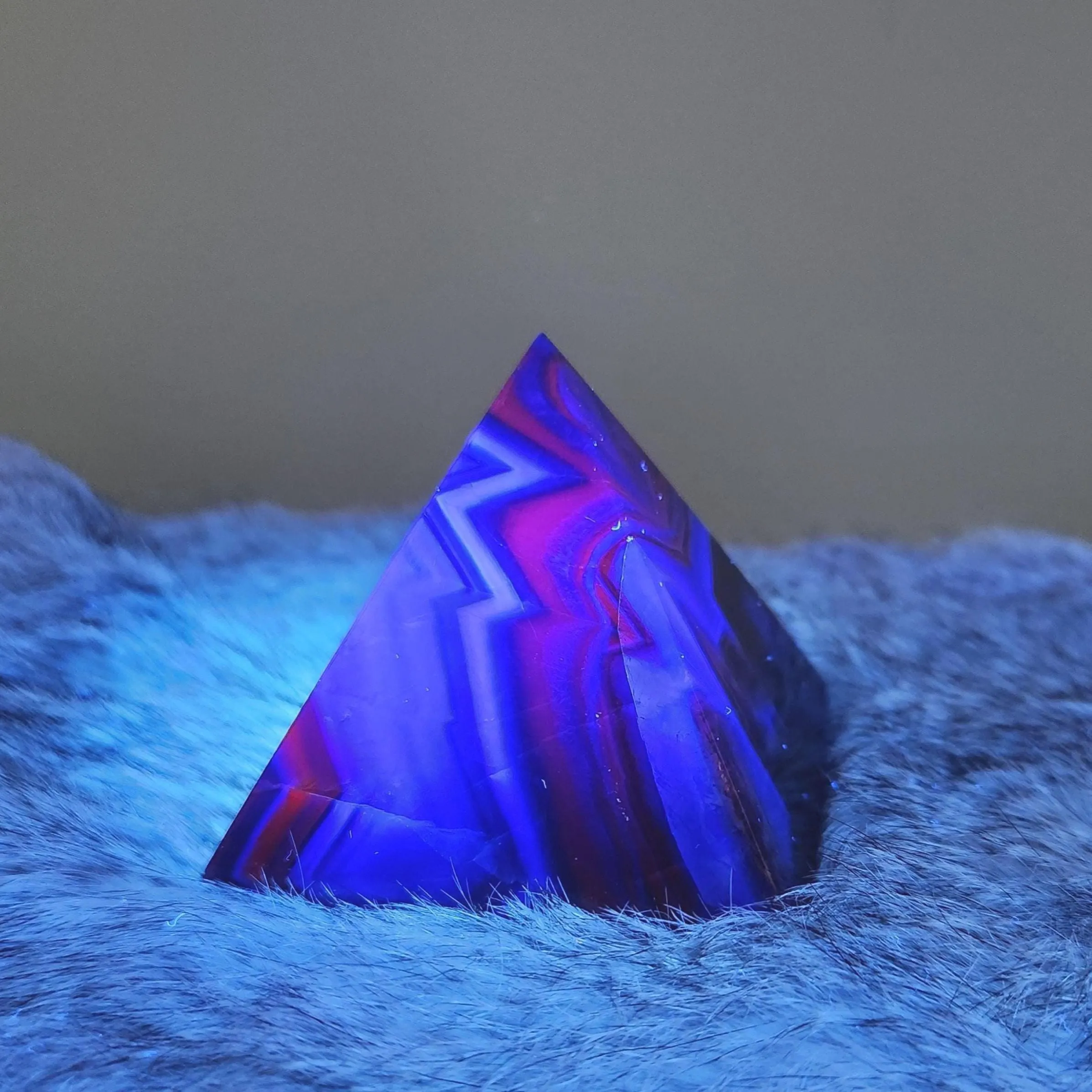 Black Rose Fluorite Pyramid - 2.35" Rose Fluorite crystal pyramid with rainbows & hues of blue