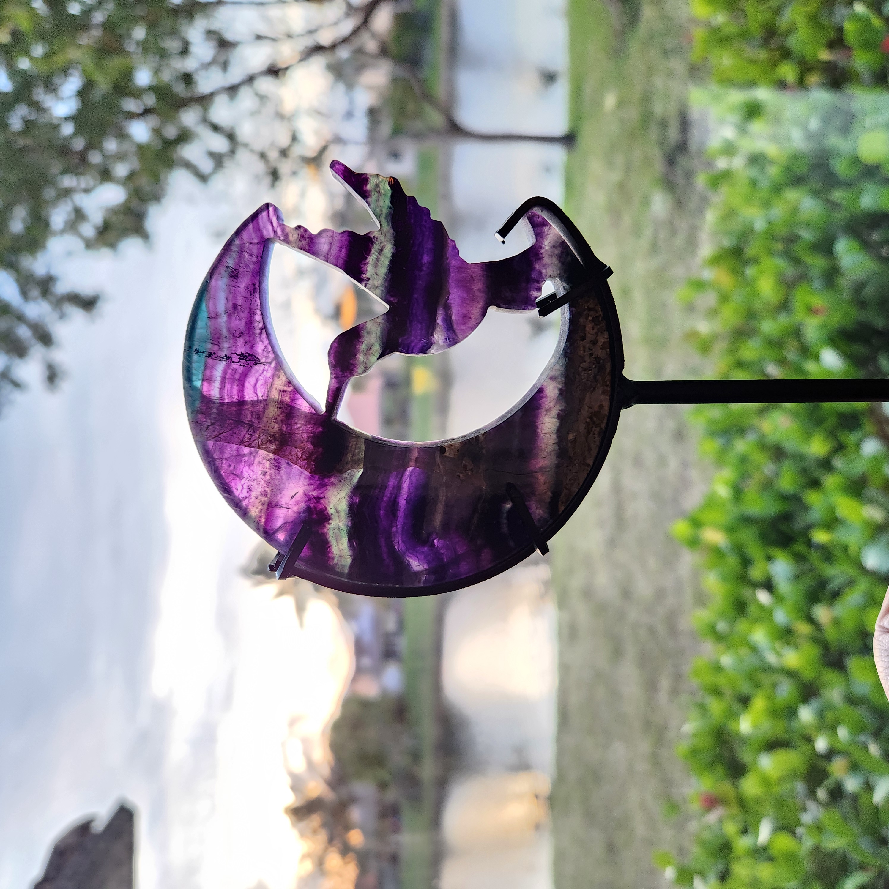 Fluorite Hummingbird • 7" Rainbow Fluorite Crystal Hummingbird Carving • Protective crystal gift home decoration