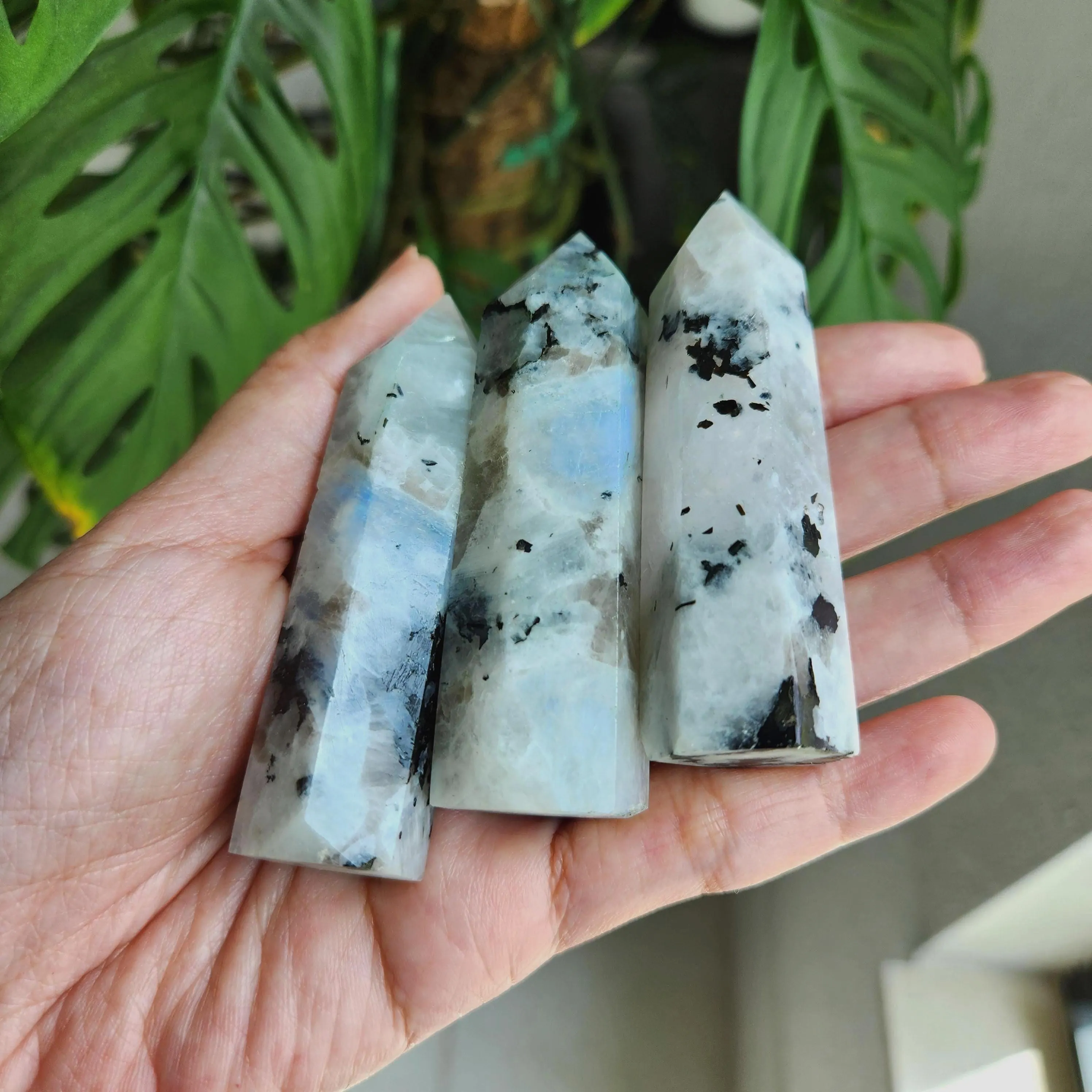 Moonstone Point, Moonstone Tower Obelisk, Rainbow Moonstone Crystal Metaphysical Healing Gift