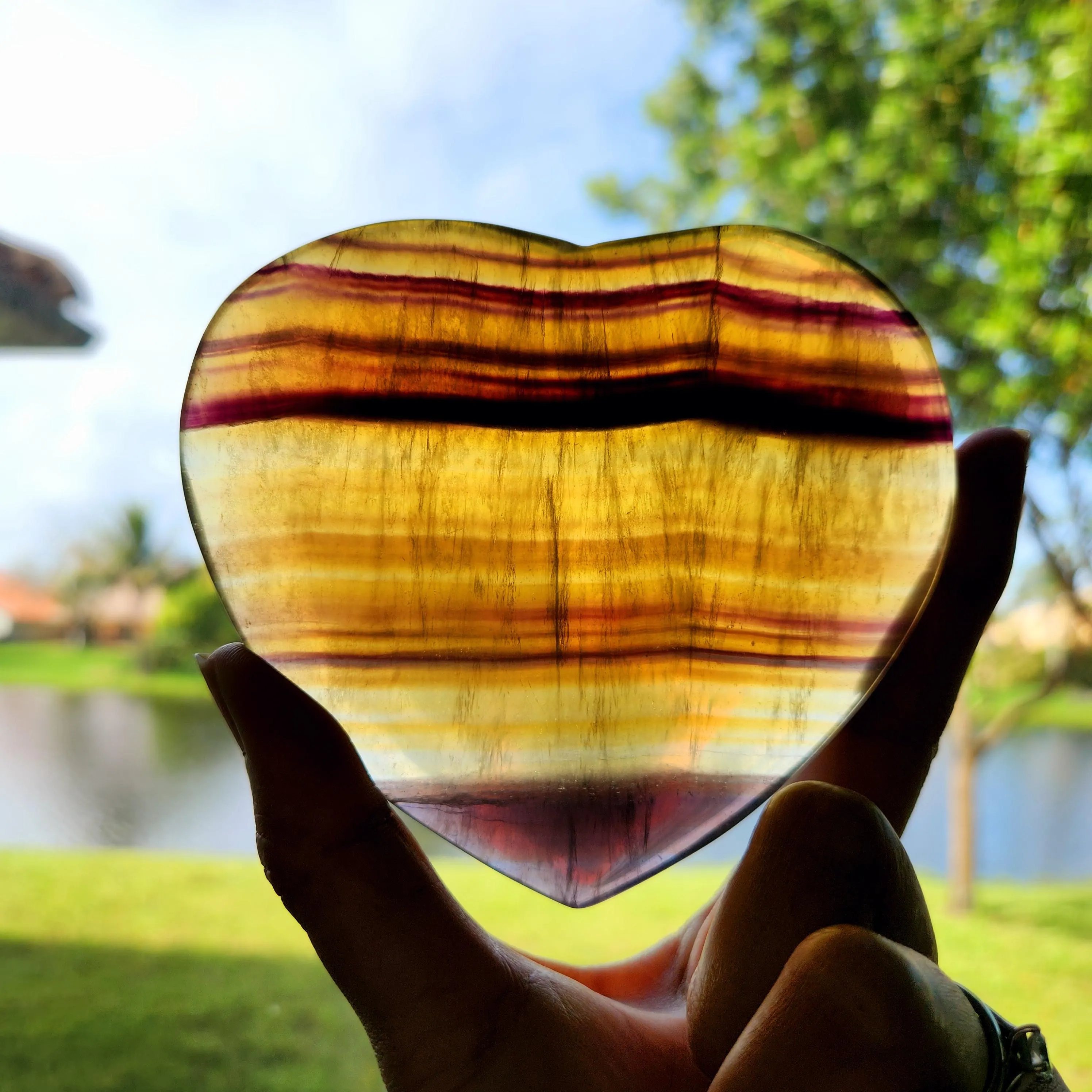 Yellow Fluorite Heart, 4.6" extra large Fluorite hearts