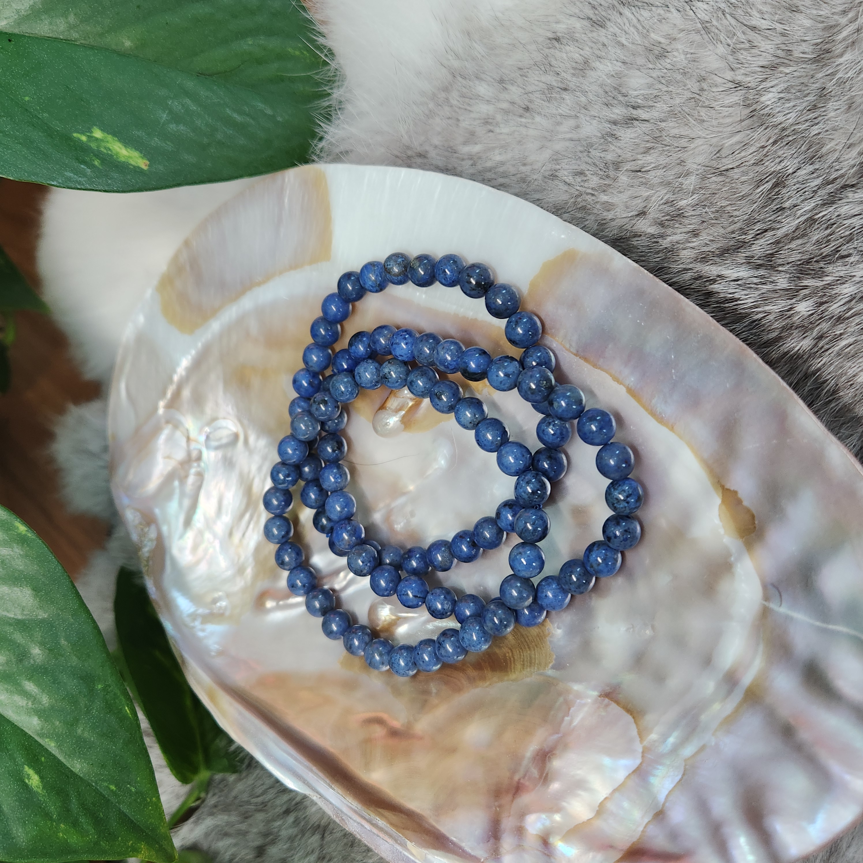Dumortierite bracelet • RARE Blue Dumortierite 6mm crystal bracelet • Blue Denim bead 