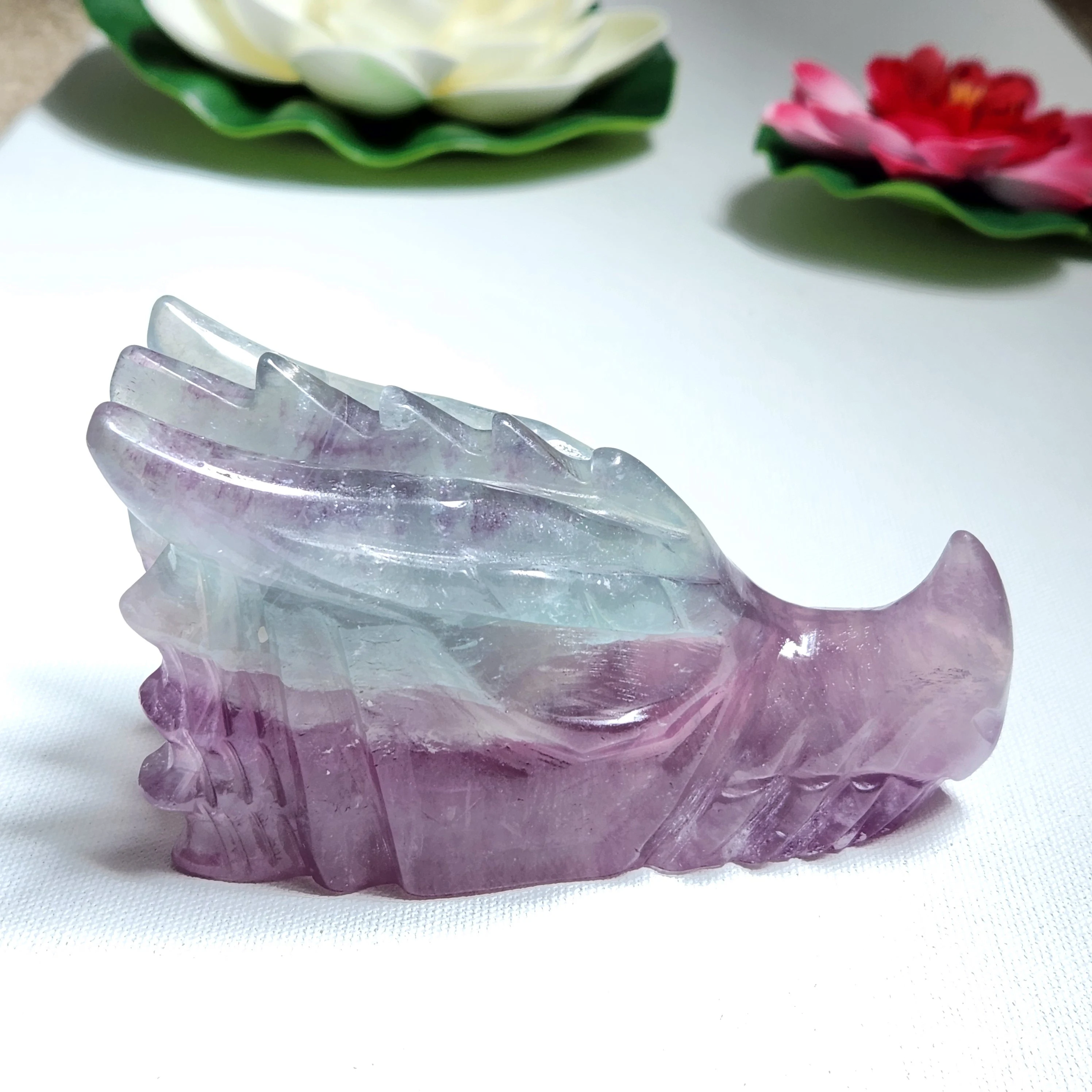 Fluorite Dragonhead • 4.6" Rainbow Fluorite crystal Dragon head skull 