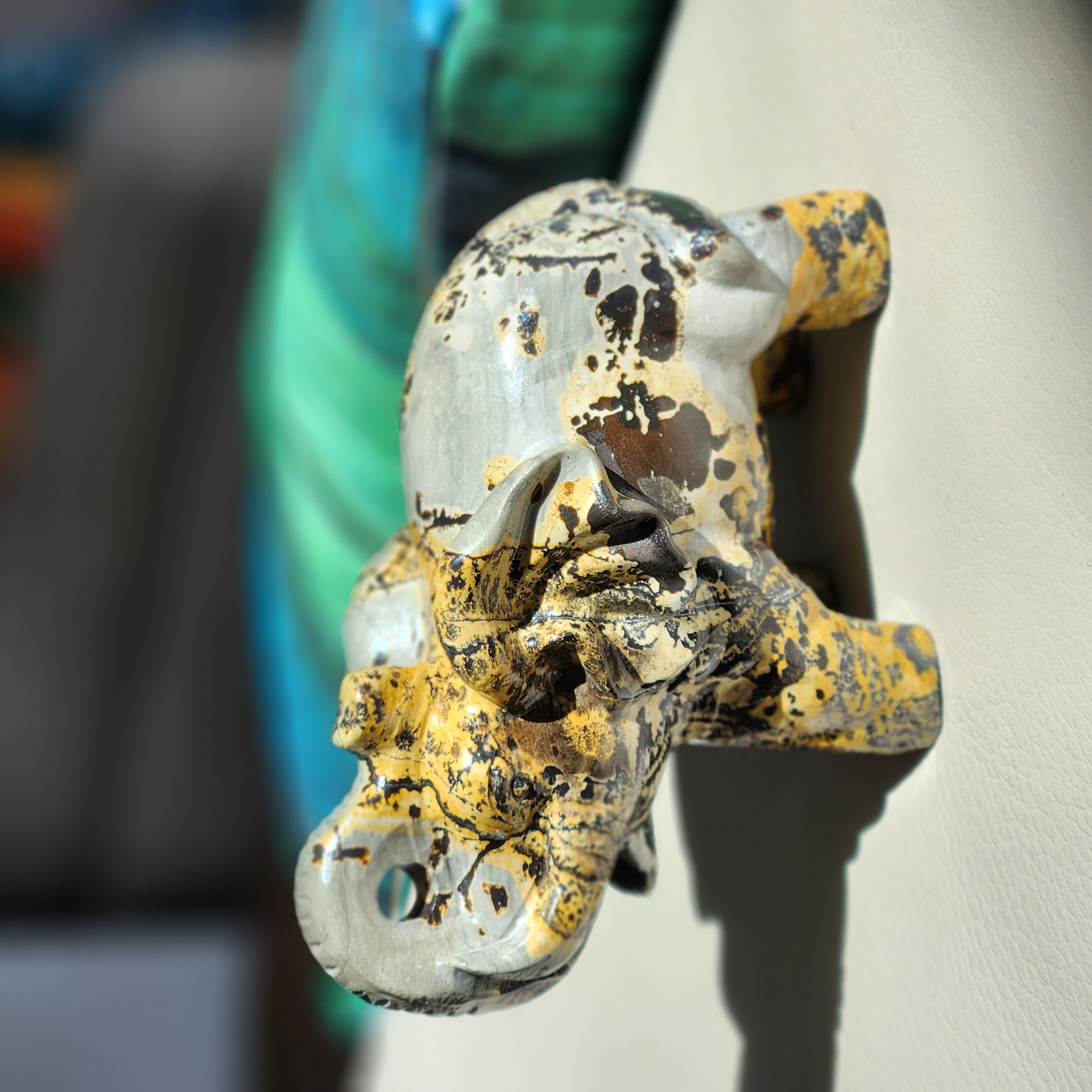 Picture Jasper Elephant • 5.1" Jasper Elephant Figurine Statue Animal • Trunk up, Good luck Elephant crystal carving gift Home Decoration