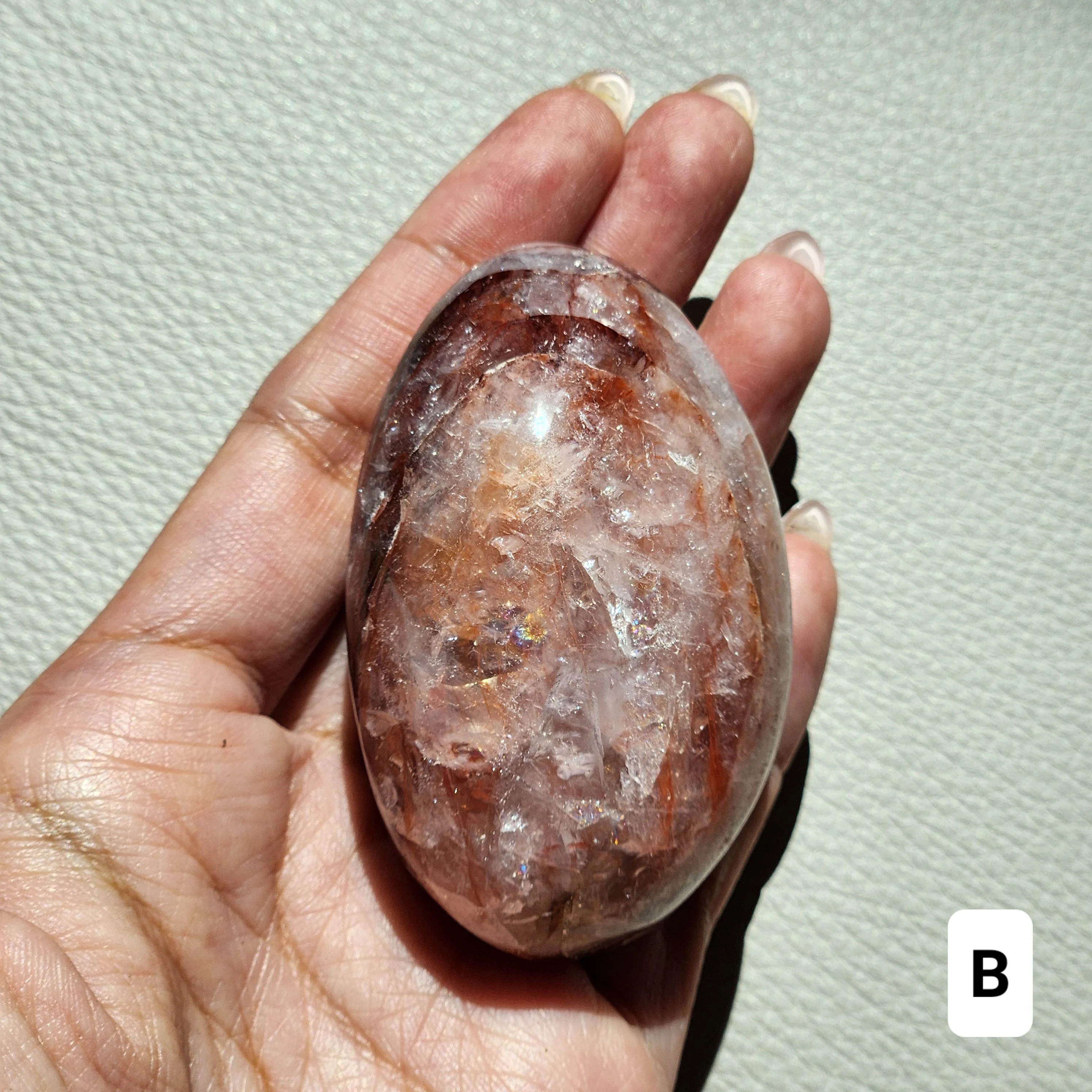 Fire Quartz Palm stone • Red Hematoid palm stone - Fire Quartz palmstone • Crystal gift - meditation yoga reiki chakra crystal