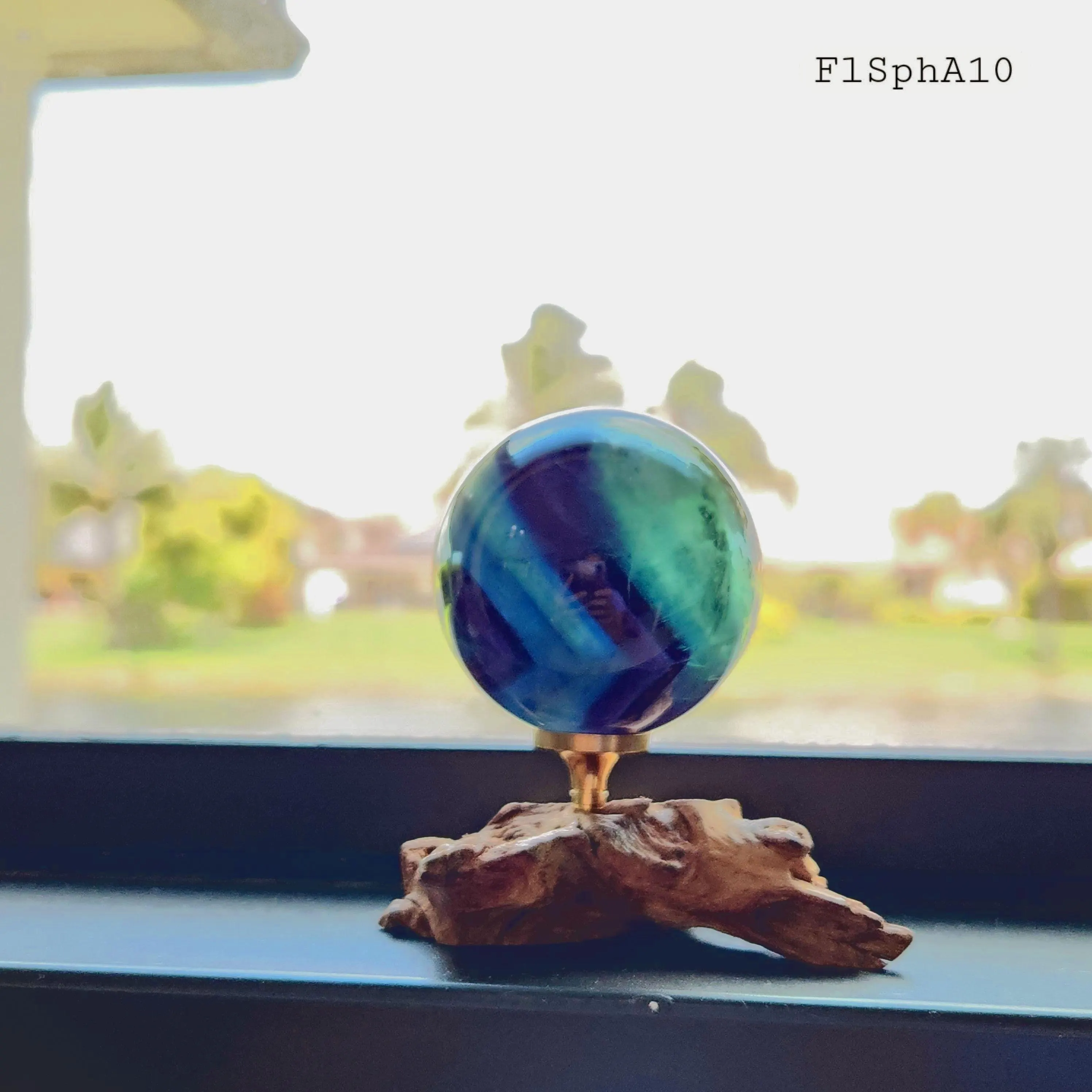 Fluorite sphere • 1.9" Rainbow Fluorite Banded Feather Fluorite Crystal Sphere - Flashy Crystal Gift Home Decoration - stand not included