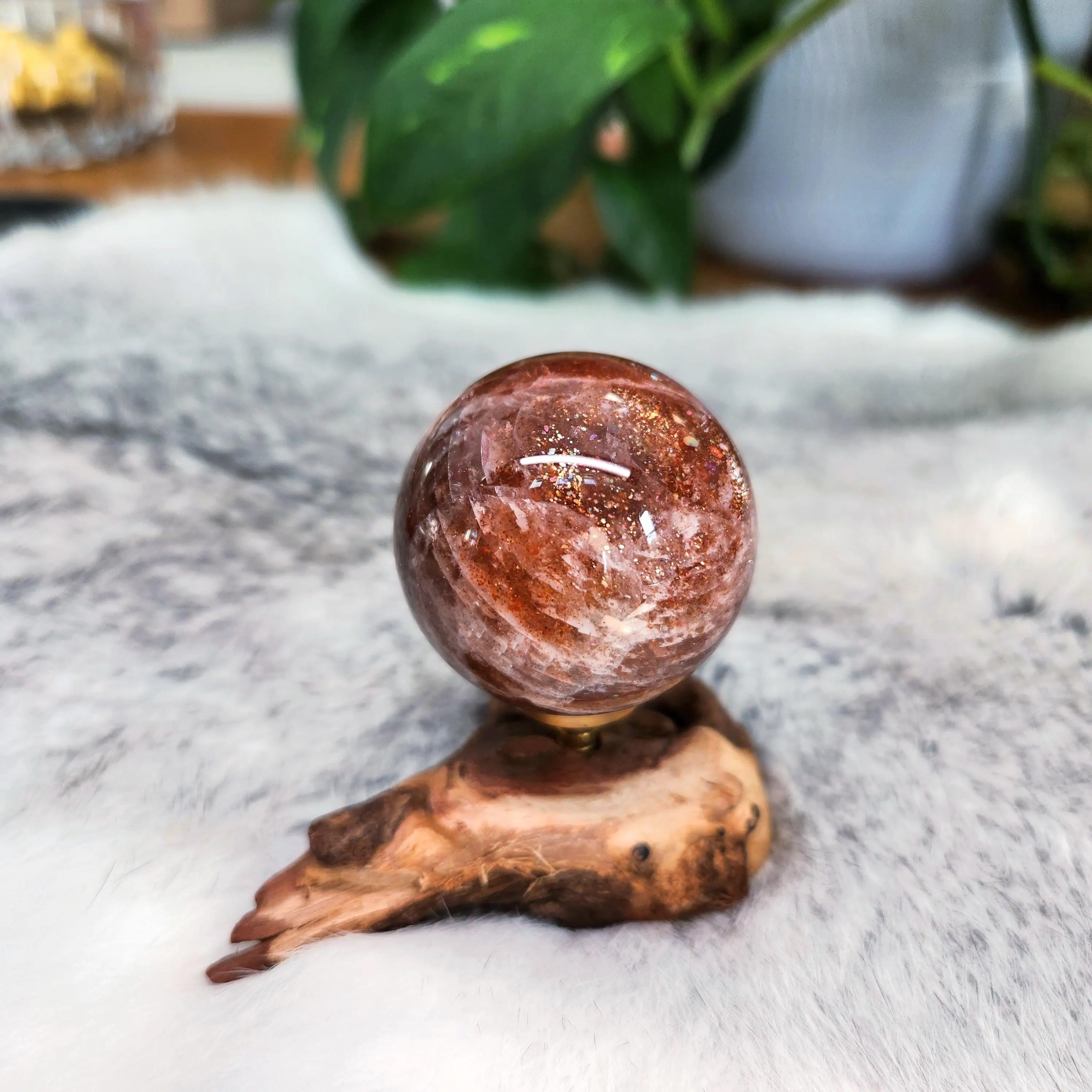 Arusha Sunstone Sphere • 1.6" crystal sphere • High grade, rainbow confetti Arusha Sunstone sphere