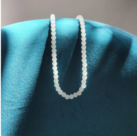 White Jade A Grade, 8mm round beads necklace
