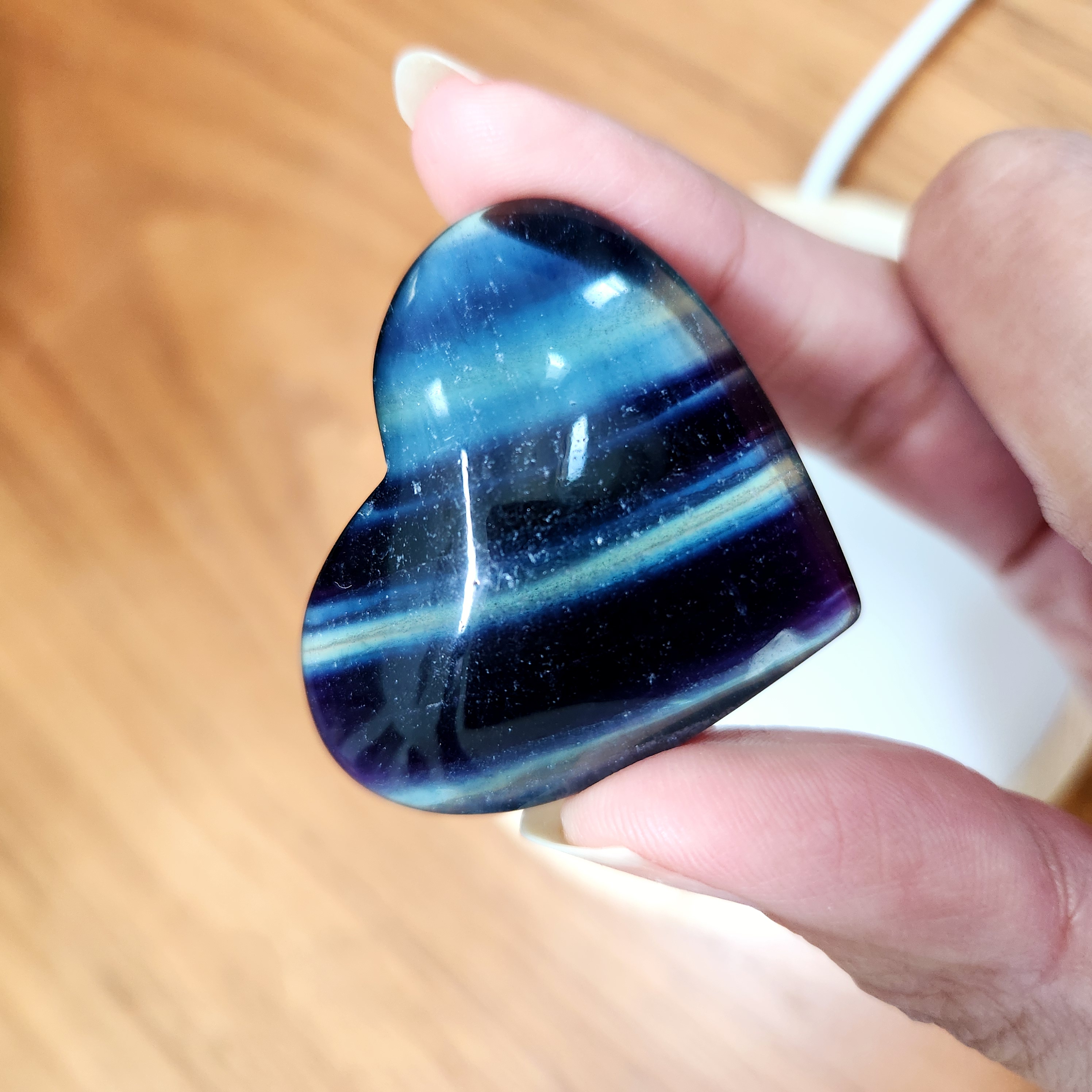Fluorite Heart • 1.8" Blue with Purple Fluorite crystal heart • 