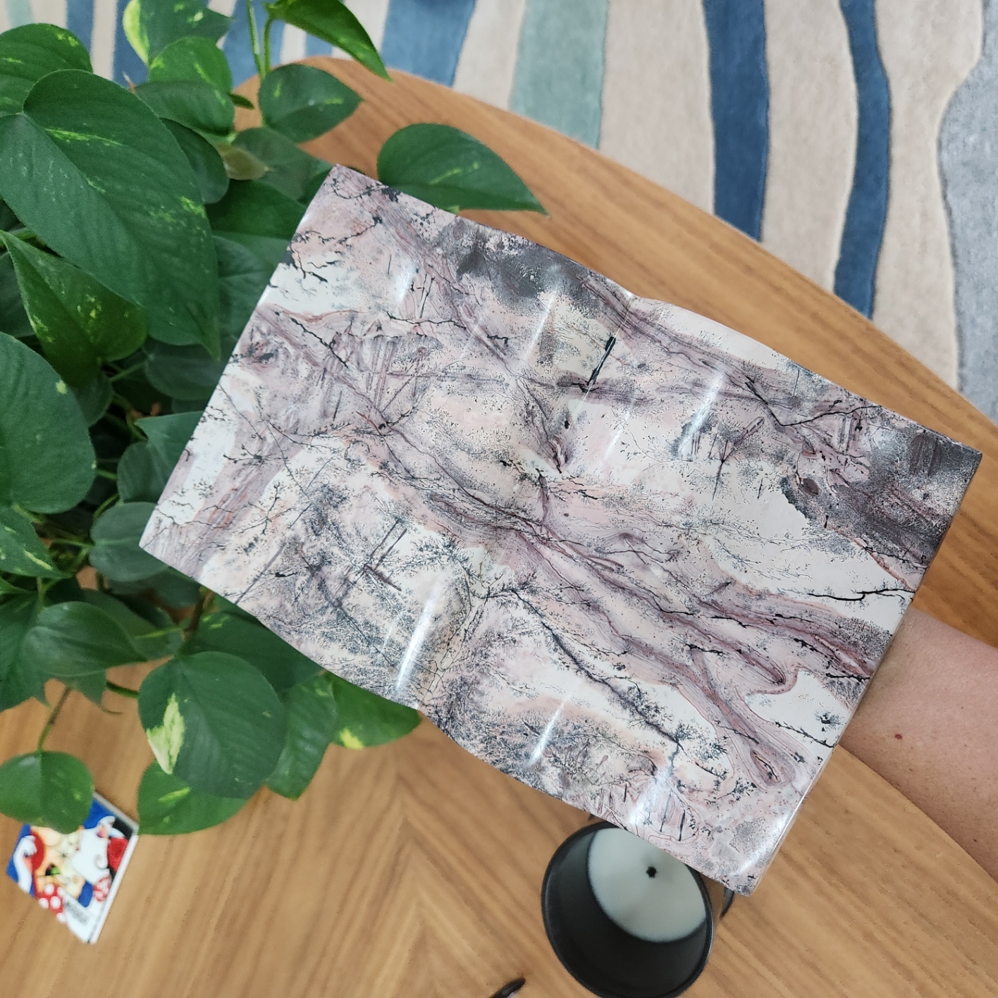 Picture Jasper Book • XXL 10" Jasper Book carving dissplay • Book shape crystal carving gift Home Decoration - stand included