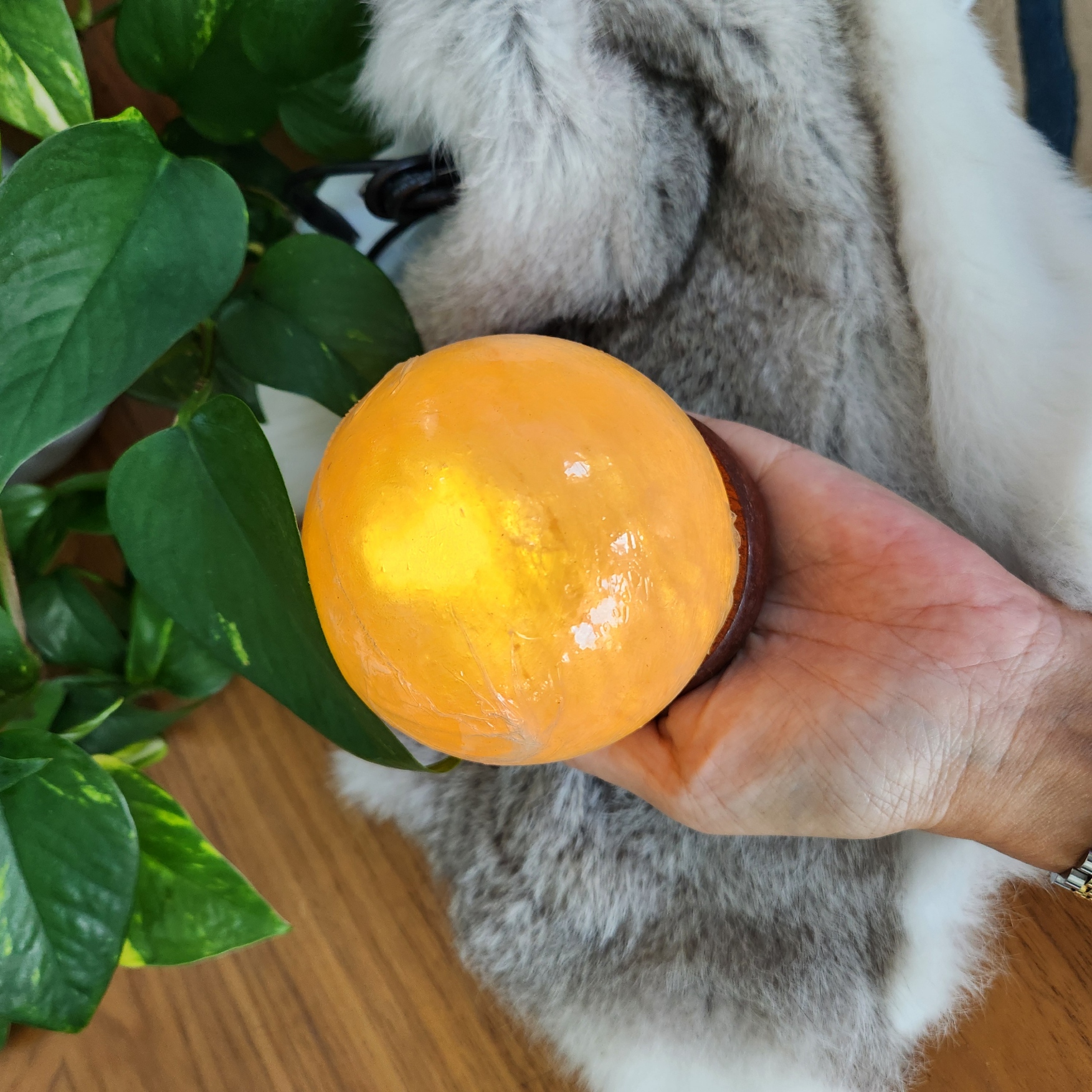 Salt Lamp • Himalayan sphere shape lamp • Round ball night light - Healing Crystal Gift Home decoration