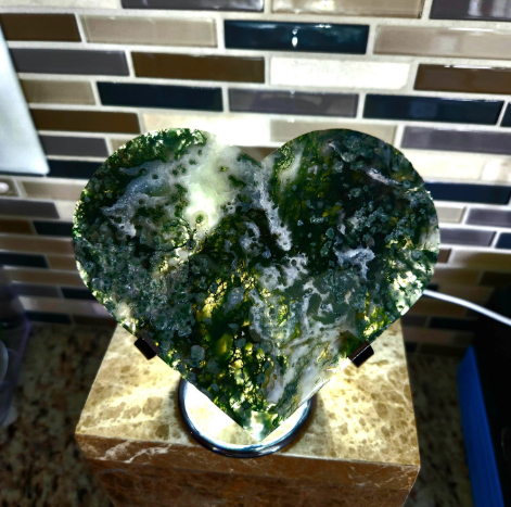 Moss Agate Heart - Extra Large