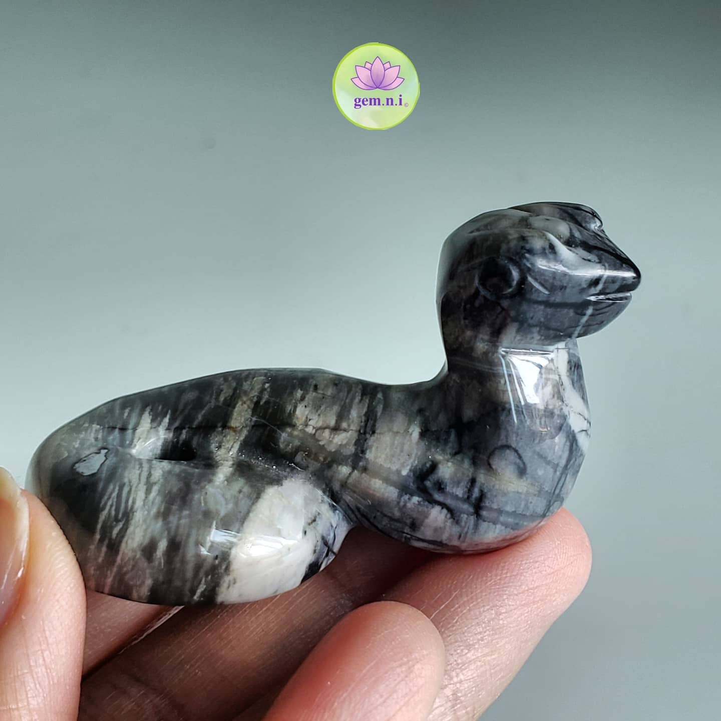 Snake crystal carving • Blue Aventurine snake, Que Sera snake, Picasso Jasper Snake 