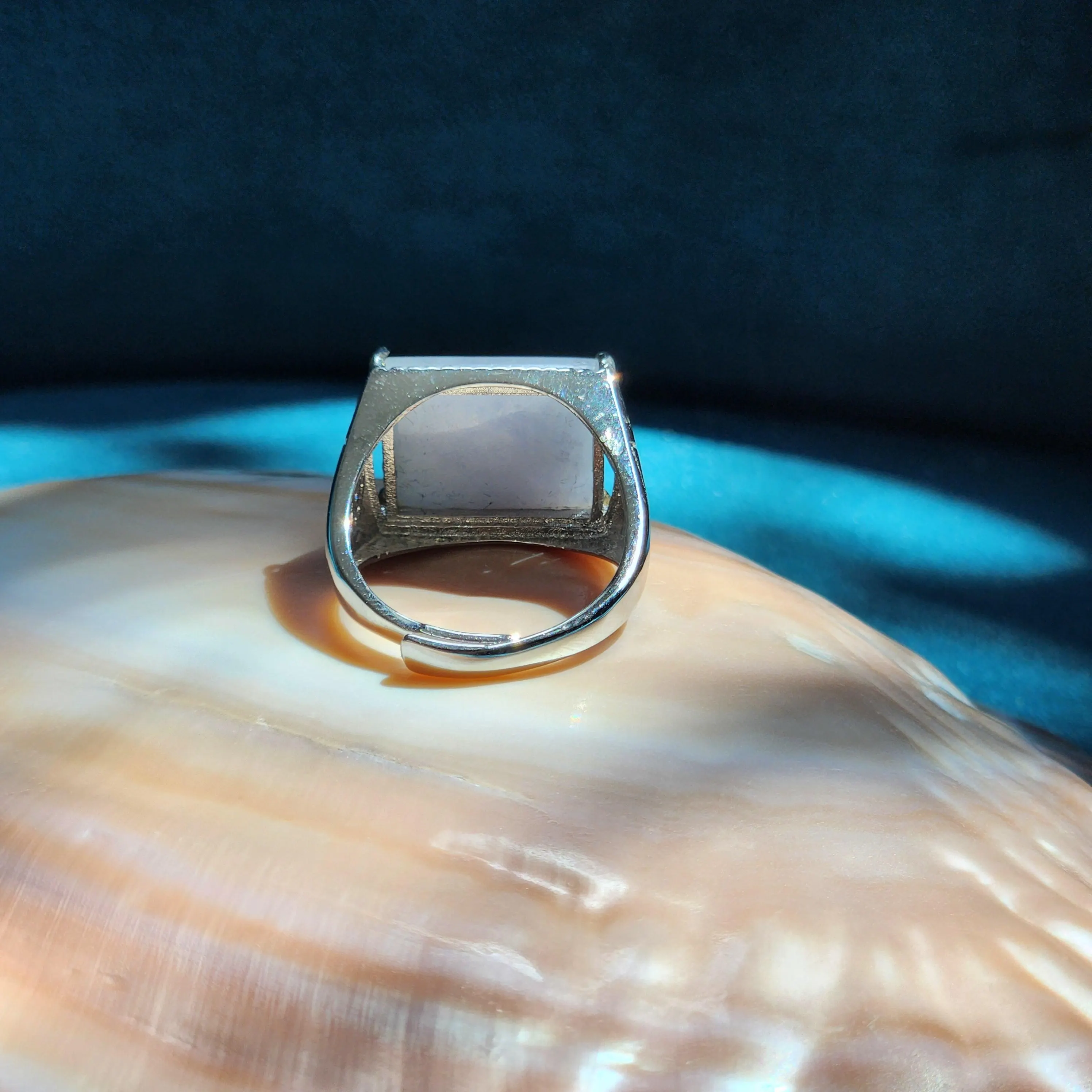 Purple Lilac Jade ring • Natural Burmese Jade set in Silver for him her • 