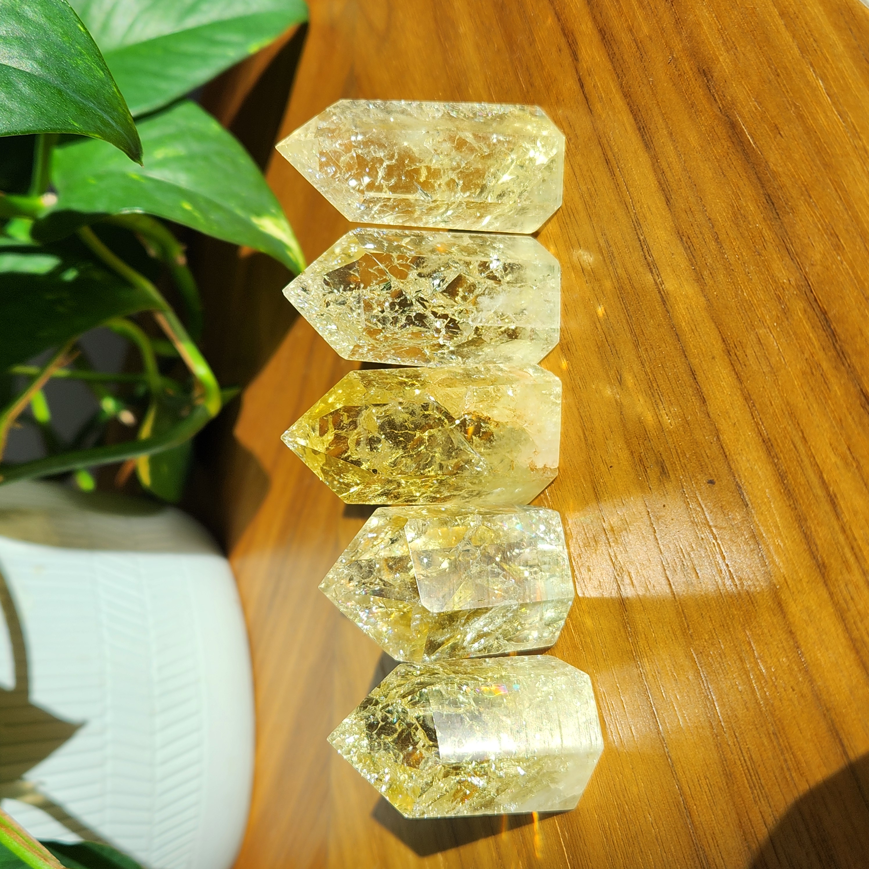 Citrine Point • Natural Citrine Crackle Quartz Point with rainbow • Crystal Point - Crystal Home Decoration gift