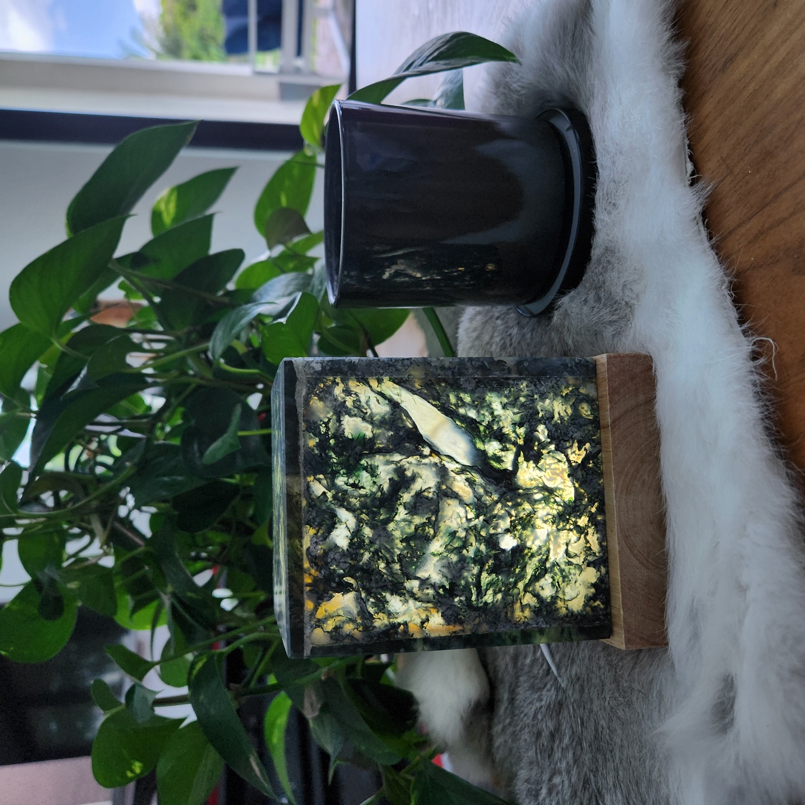 Moss Agate Lamp • 4.35" Large Crystal Lamp • Gemstone crystal night light gift home decoration - USB light base included