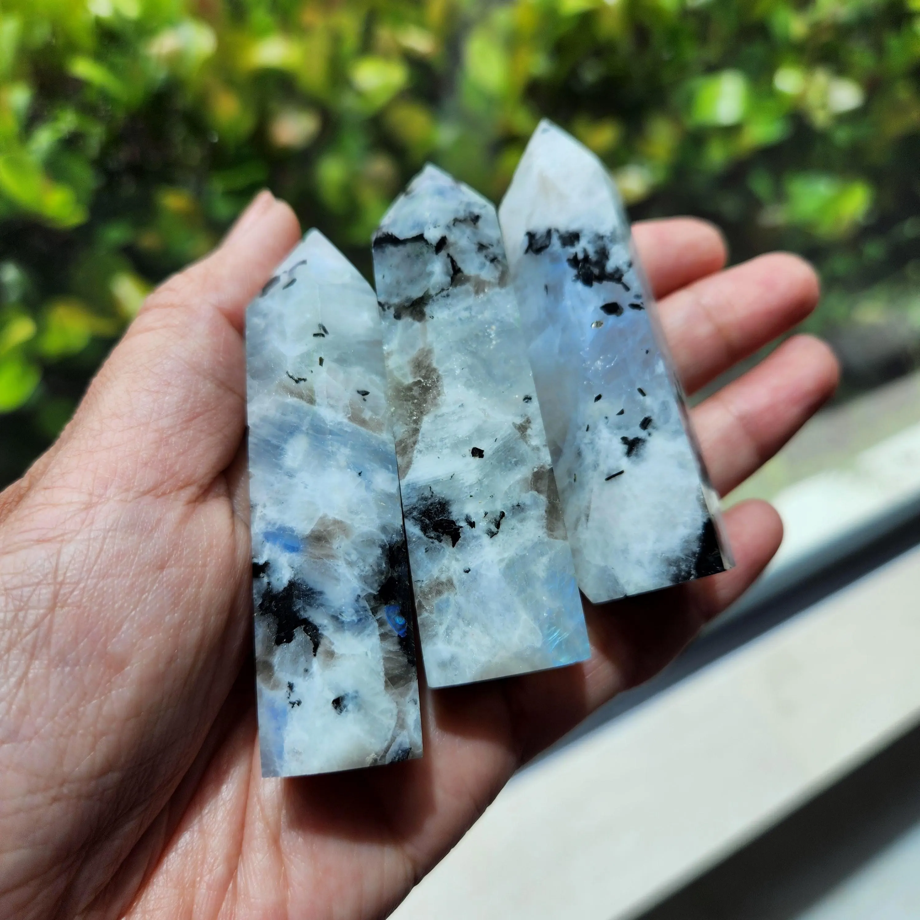 Moonstone Point, Moonstone Tower Obelisk, Rainbow Moonstone Crystal Metaphysical Healing Gift