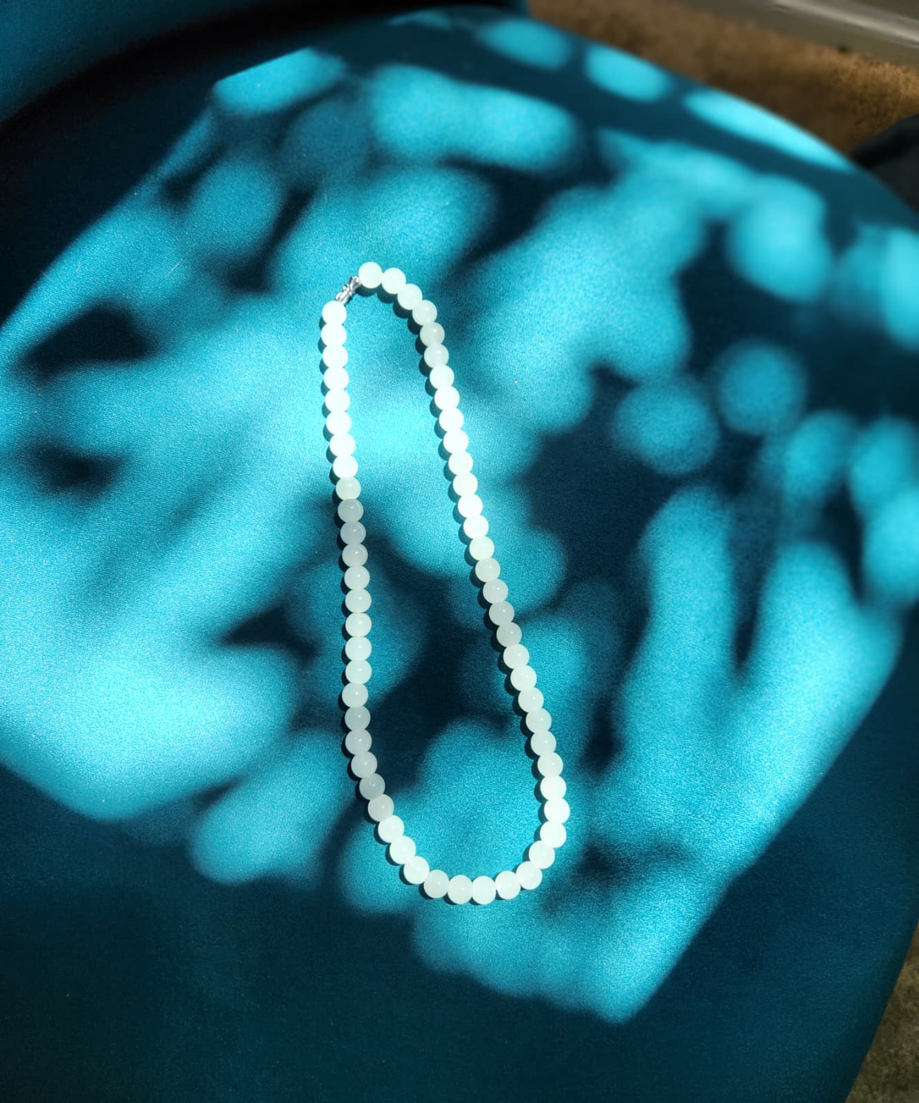 White Jade A Grade, 8mm round beads necklace