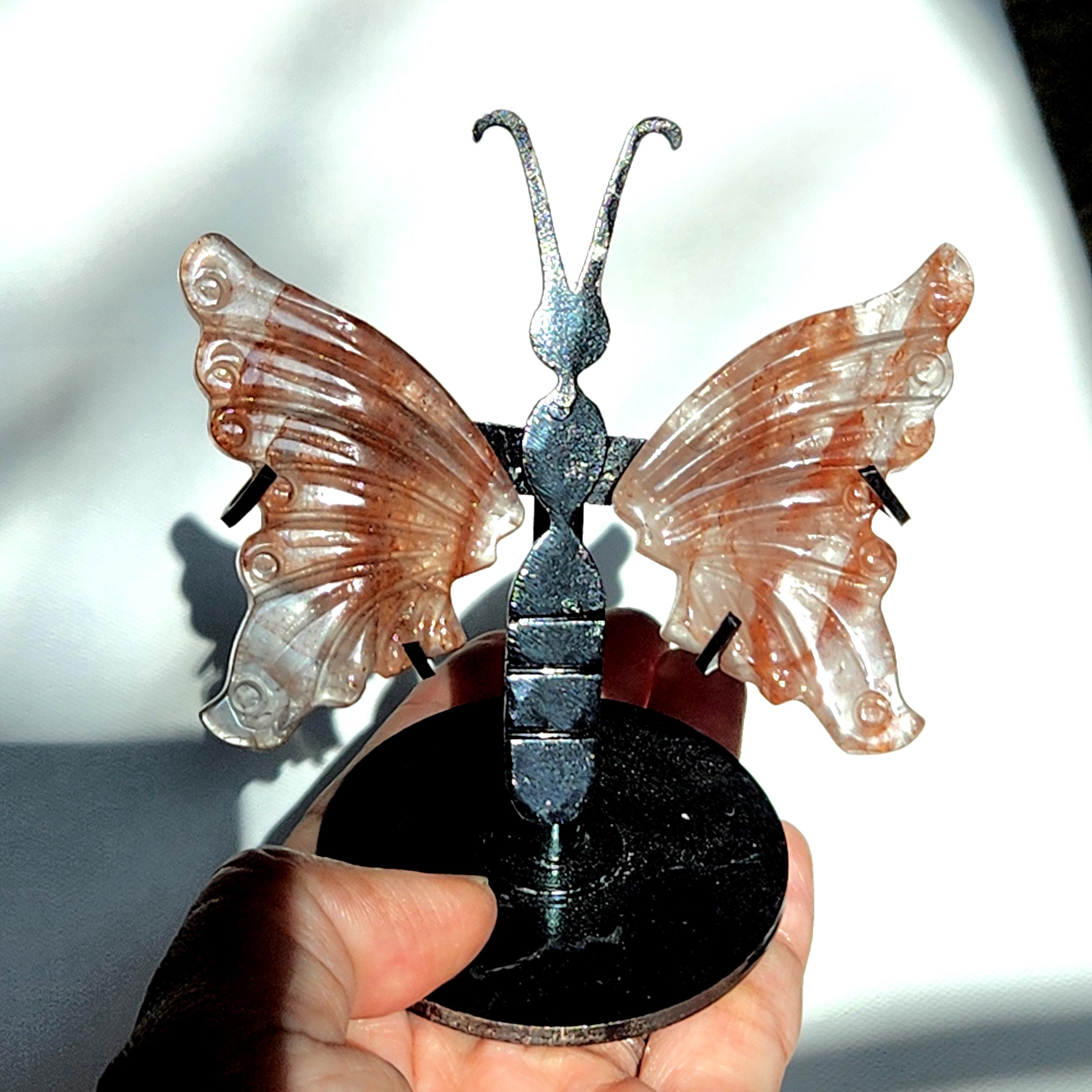 Butterfly wings - 3.5" Butterfly wing crystal on stand - Howlite - Pyrite wings