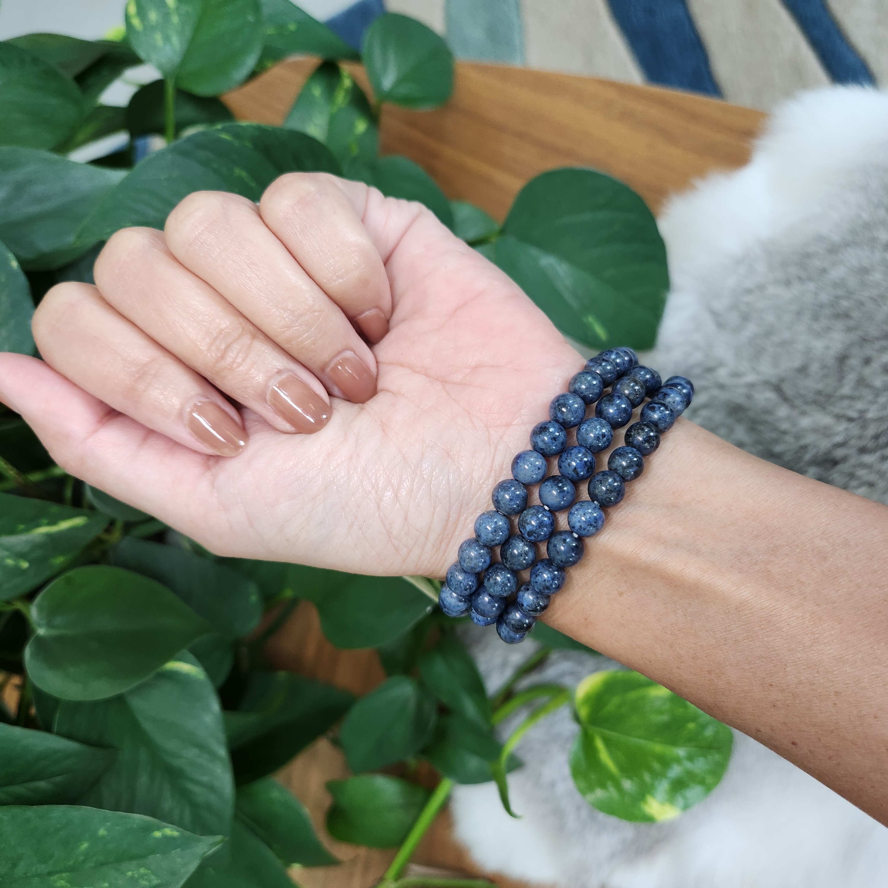 Dumortierite necklace • RARE Blue Dumortierite 6mm round gemstone beads, double up as a triple wrap bracelet 