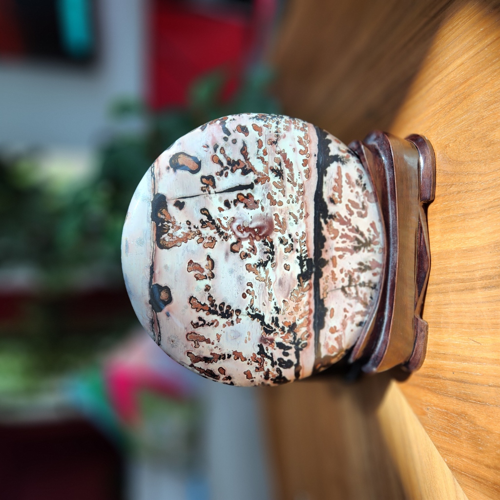 Picture Jasper • XXL Round Disc 9.25" Picture Jasper display • Crystal  gift Home Decoration - stand included