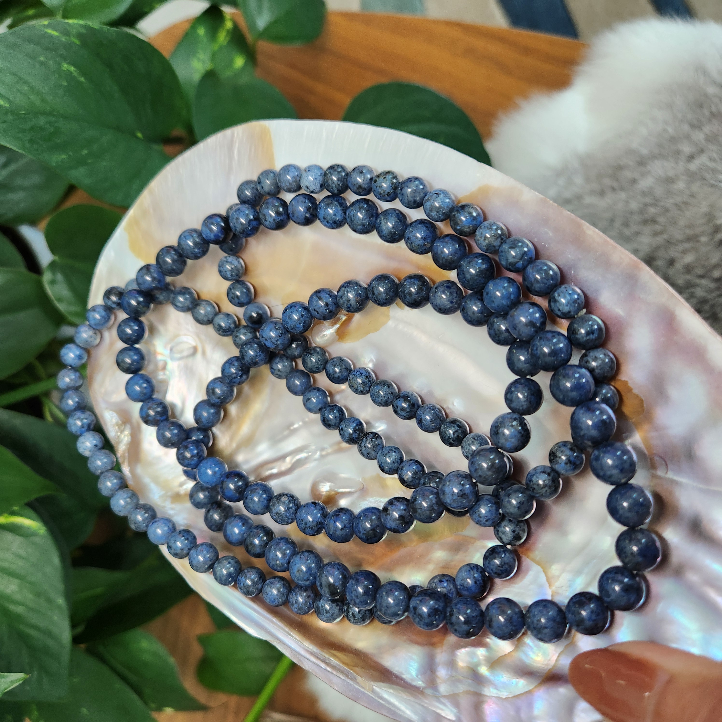 Dumortierite necklace • RARE Blue Dumortierite 6mm round gemstone beads, double up as a triple wrap bracelet 