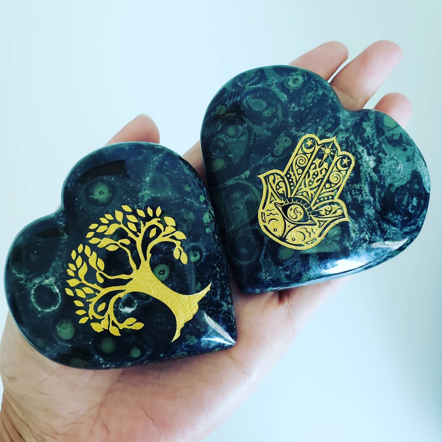 Kambaba Jasper Heart • 3.5" Green Stromatolite Jasper • Crocodile Jasper • Crocodile Rock •