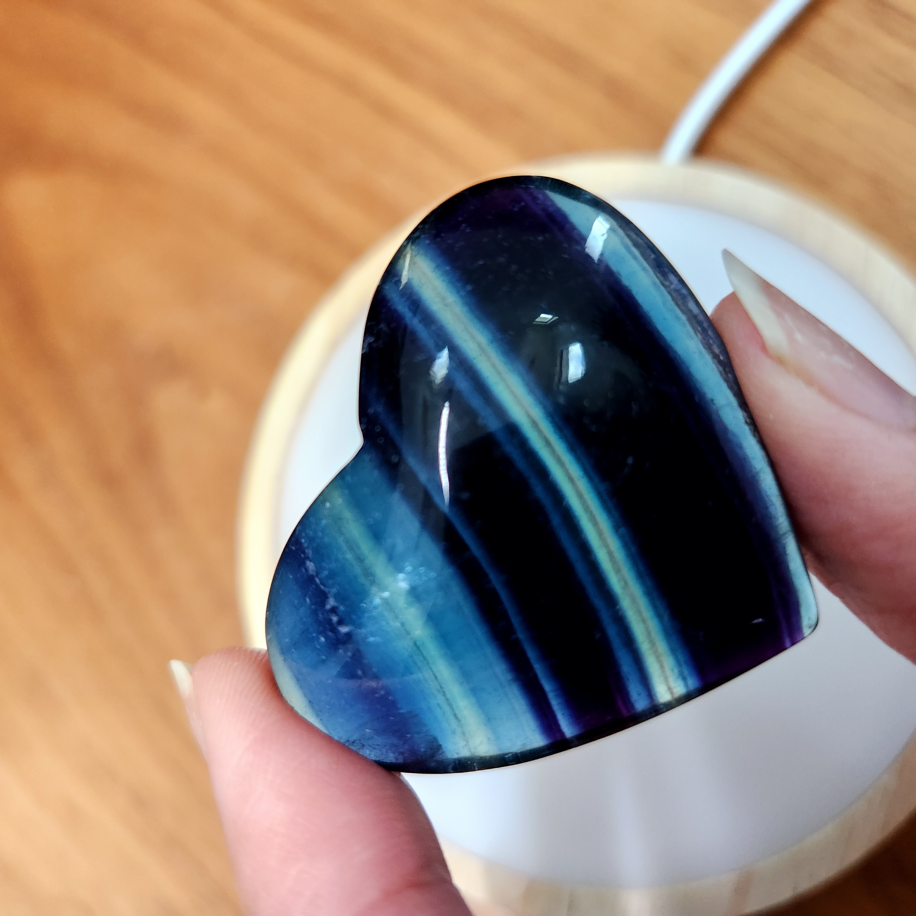 Fluorite Heart • 1.8" Blue with Purple Fluorite crystal heart • 