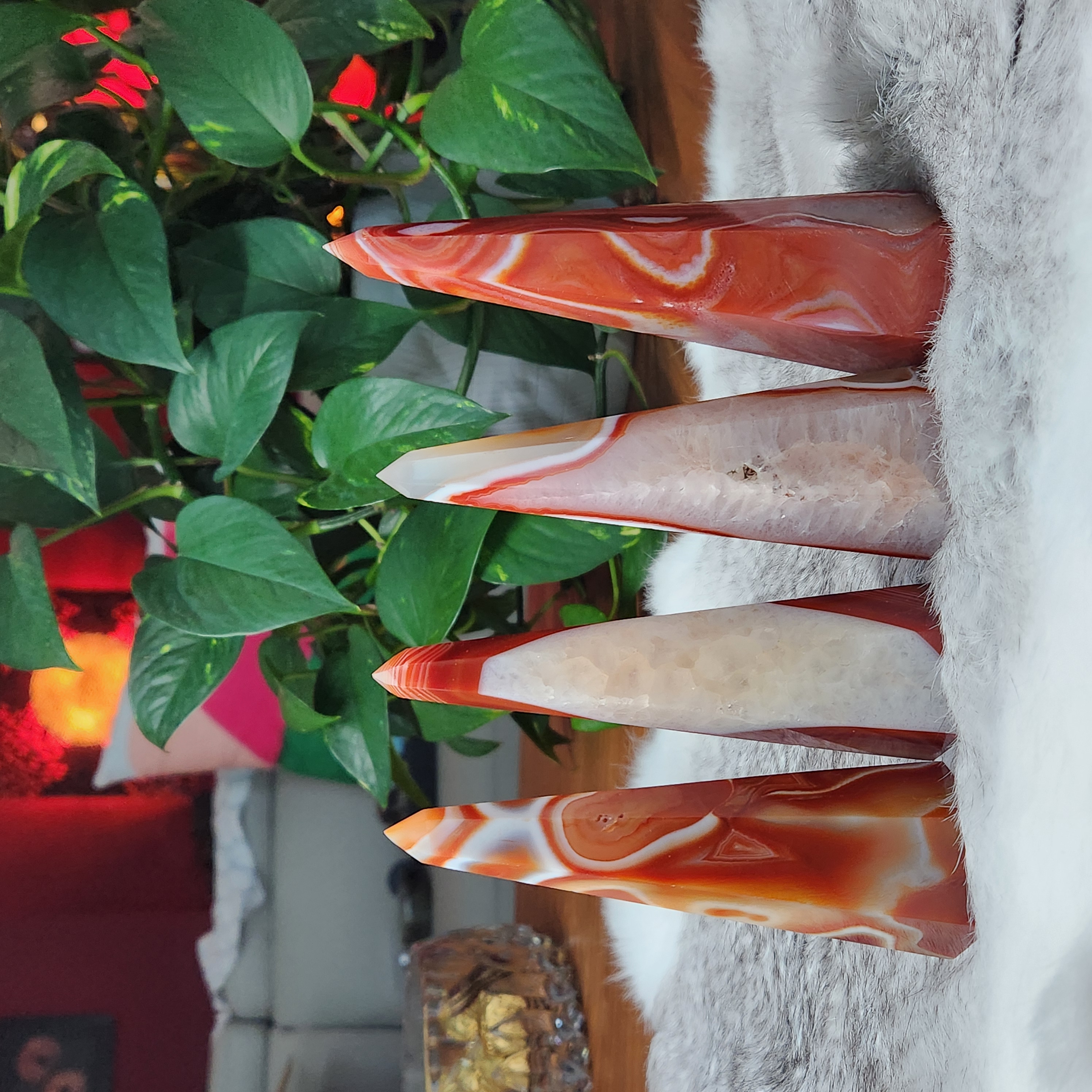 Carnelian Tower Generator Point - Crystal Tower Red Orange Gemstone Generator Metaphysical Gift Home Decoration