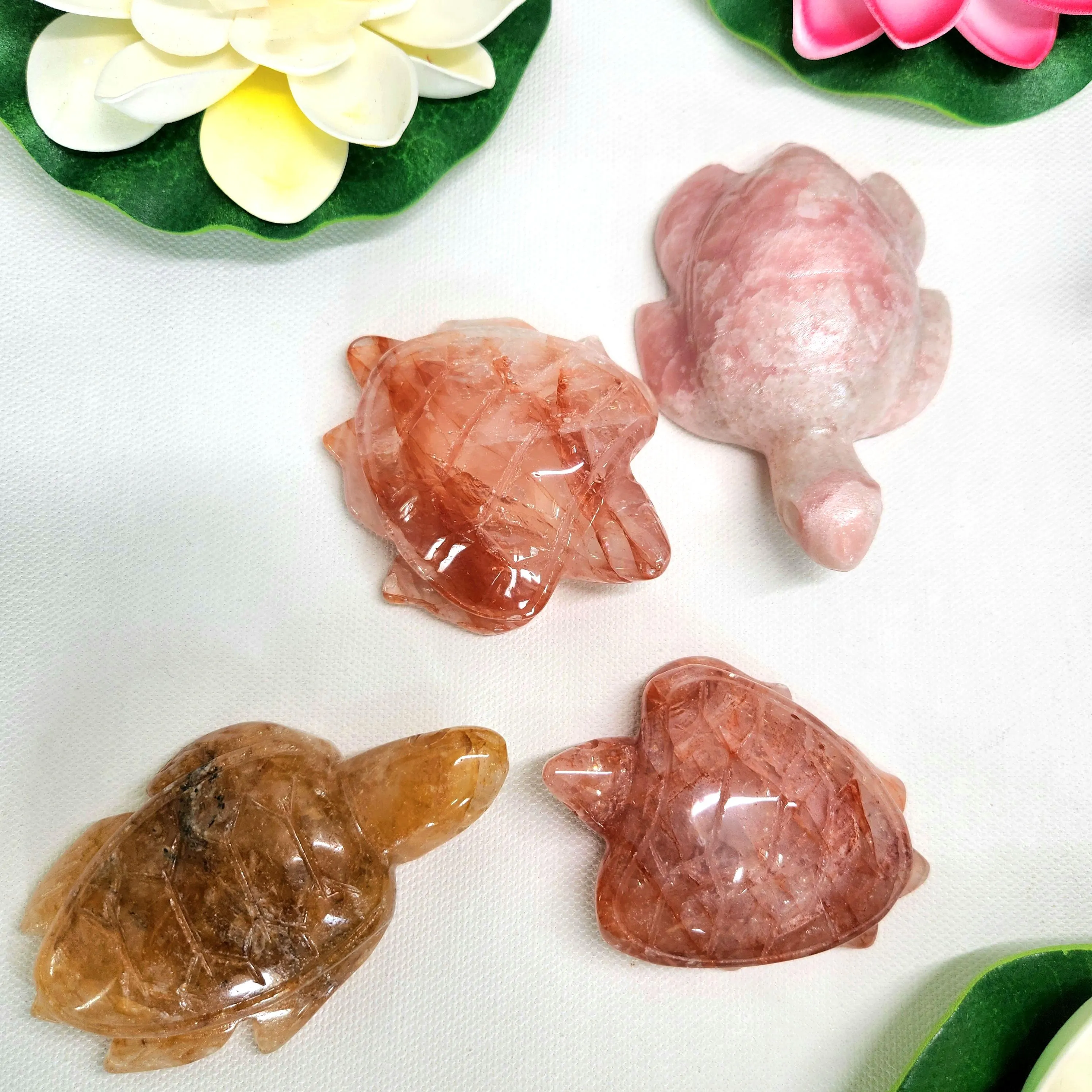 Fire Quartz Turtle • Pink Opal turtle • Red Hematoid Turtle • Golden Healer turtle 