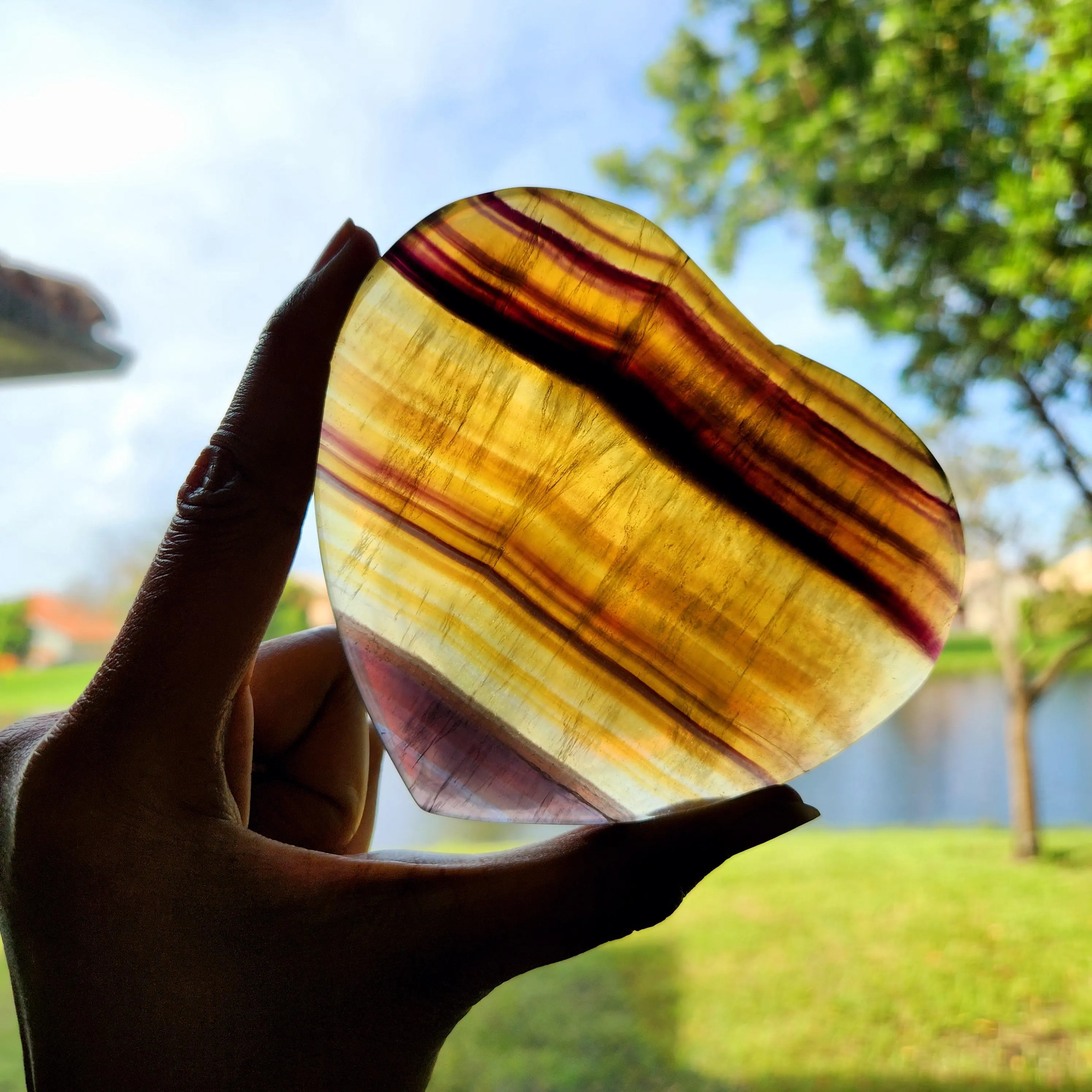 Yellow Fluorite Heart, 4.6" extra large Fluorite hearts