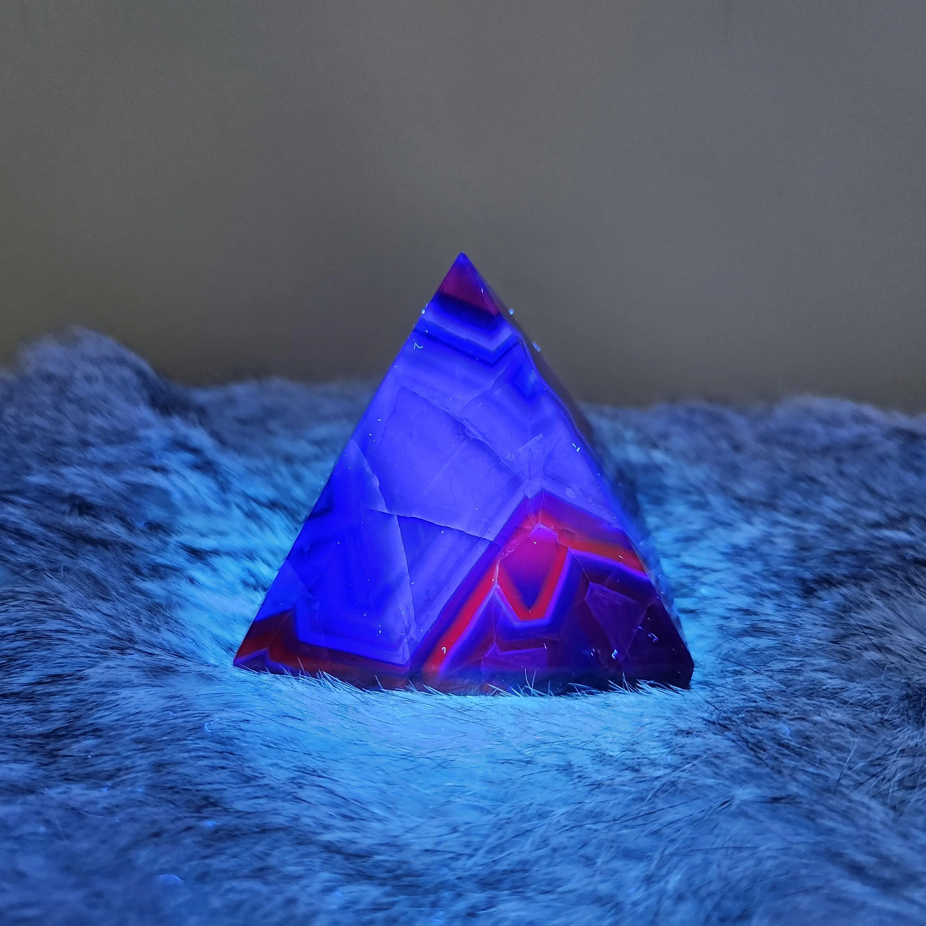 Black Rose Fluorite Pyramid - 2.35" Rose Fluorite crystal pyramid with rainbows & hues of blue