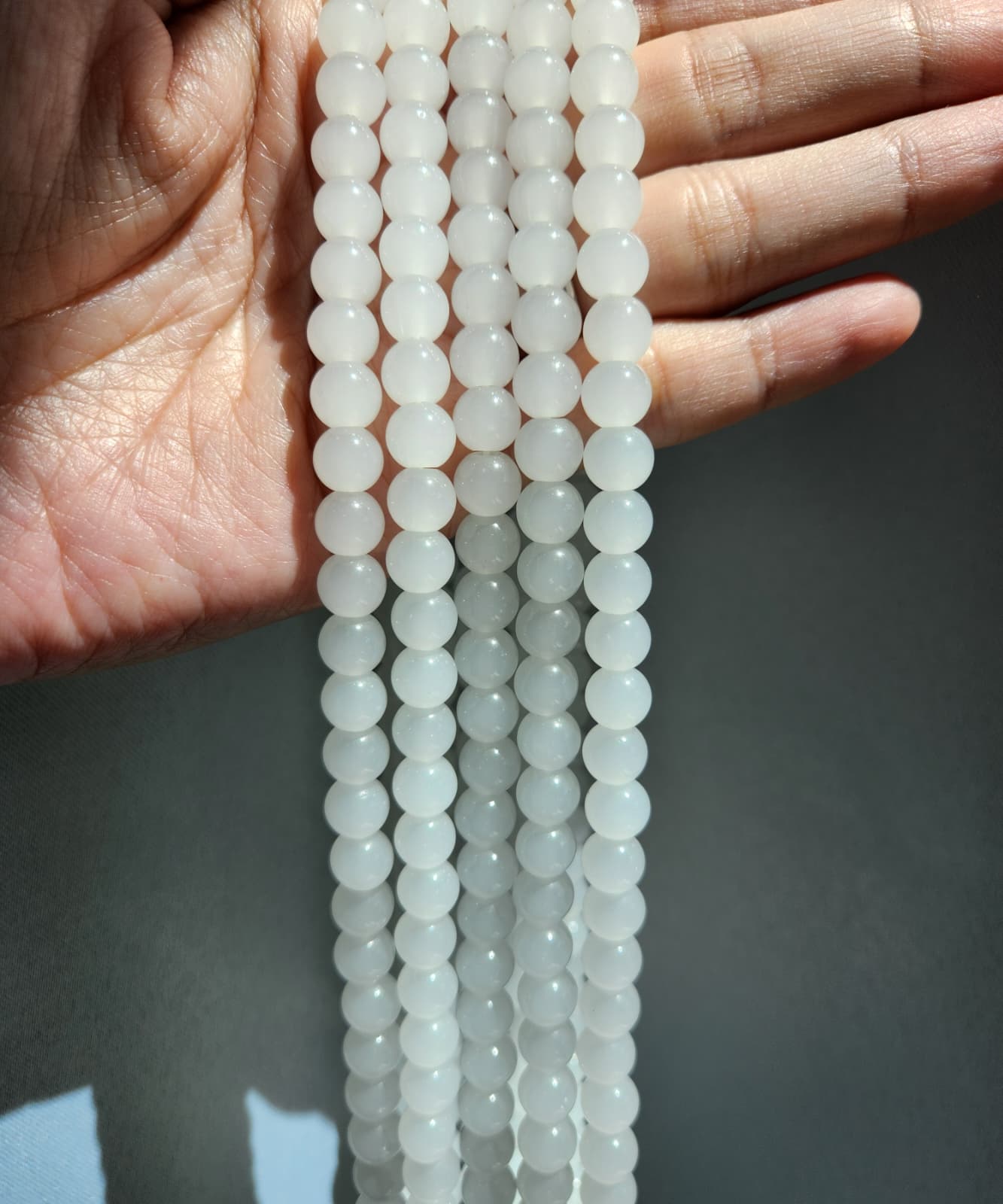 White Jade A Grade, 8mm round beads necklace