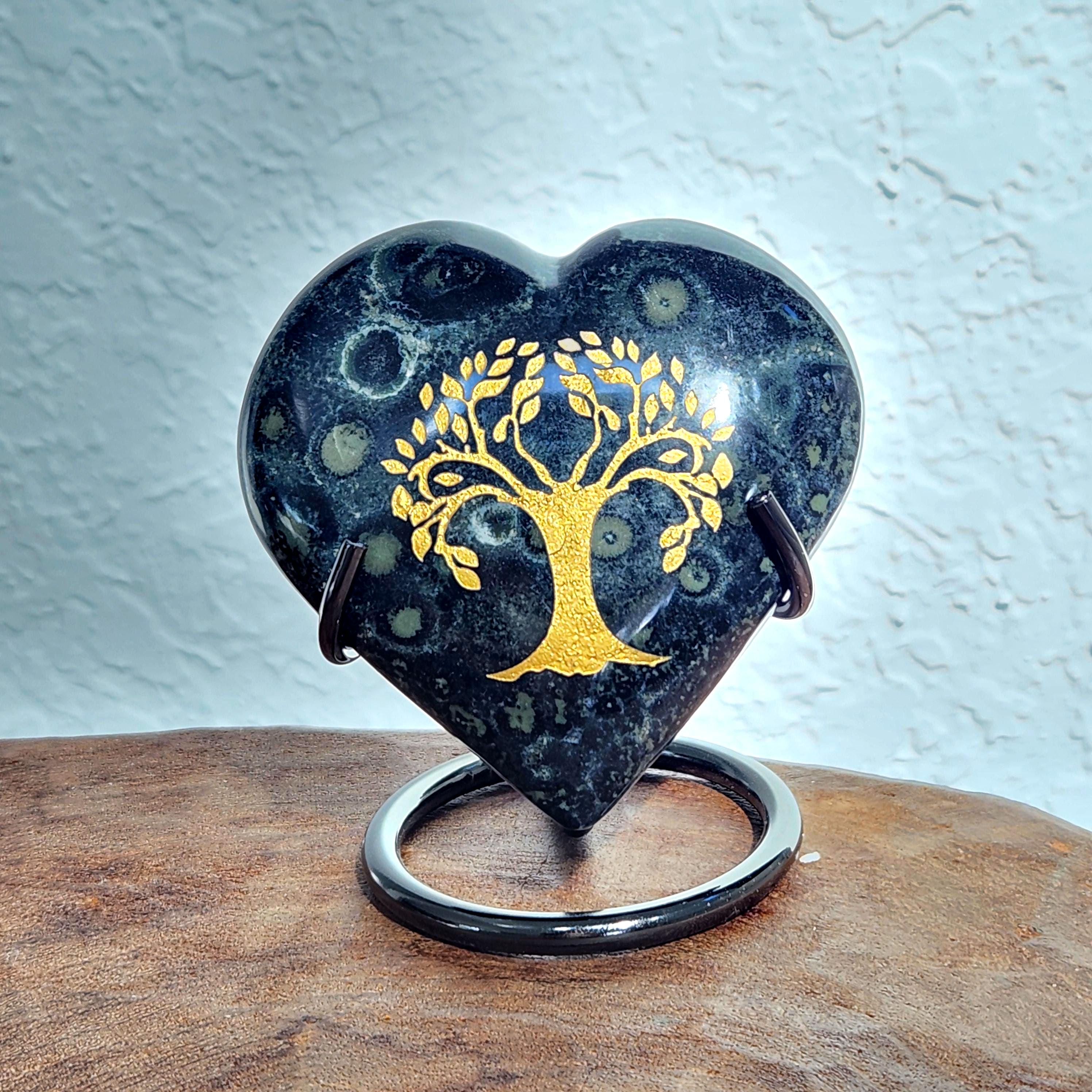 Kambaba Jasper Heart • 3.5" Green Stromatolite Jasper • Crocodile Jasper • Crocodile Rock •